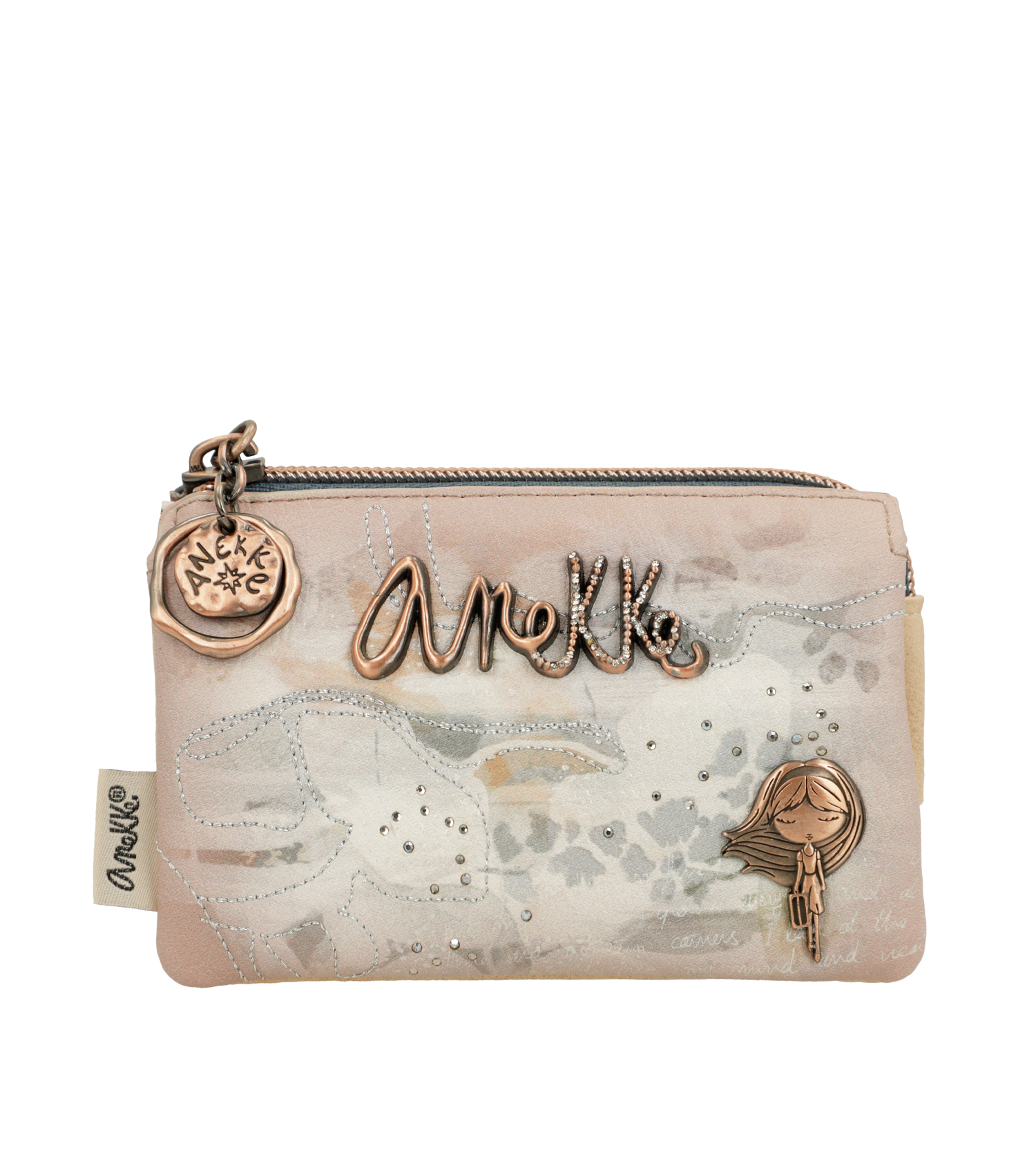Portafoglio Anekke compatto ed elegante con doppio scomparto Beige TU | Giò Fashion
