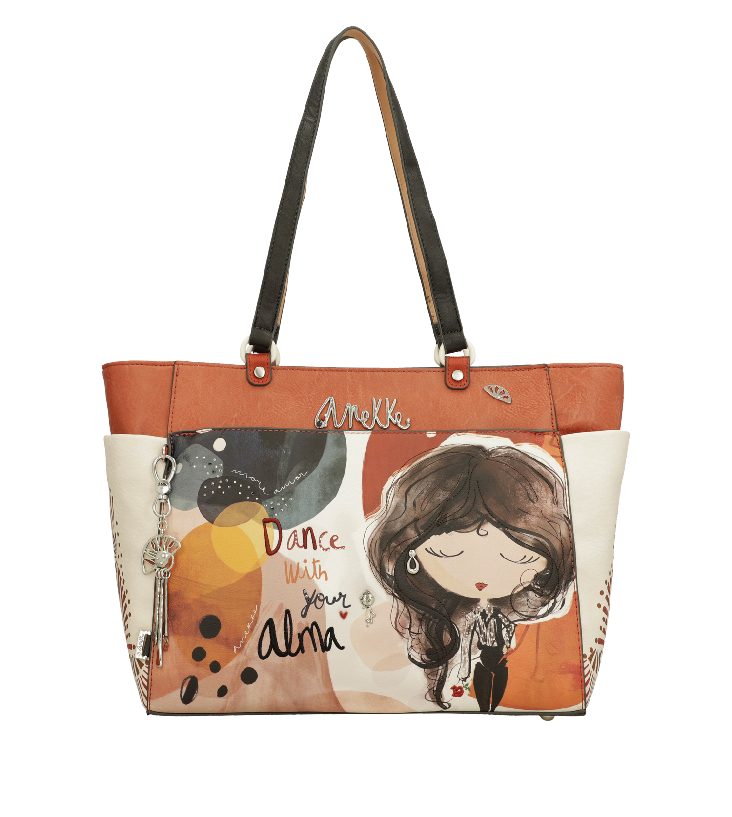 Shopper Anekke capiente con doppio manico e decorazioni artistiche Arancione TU | Giò Fashion