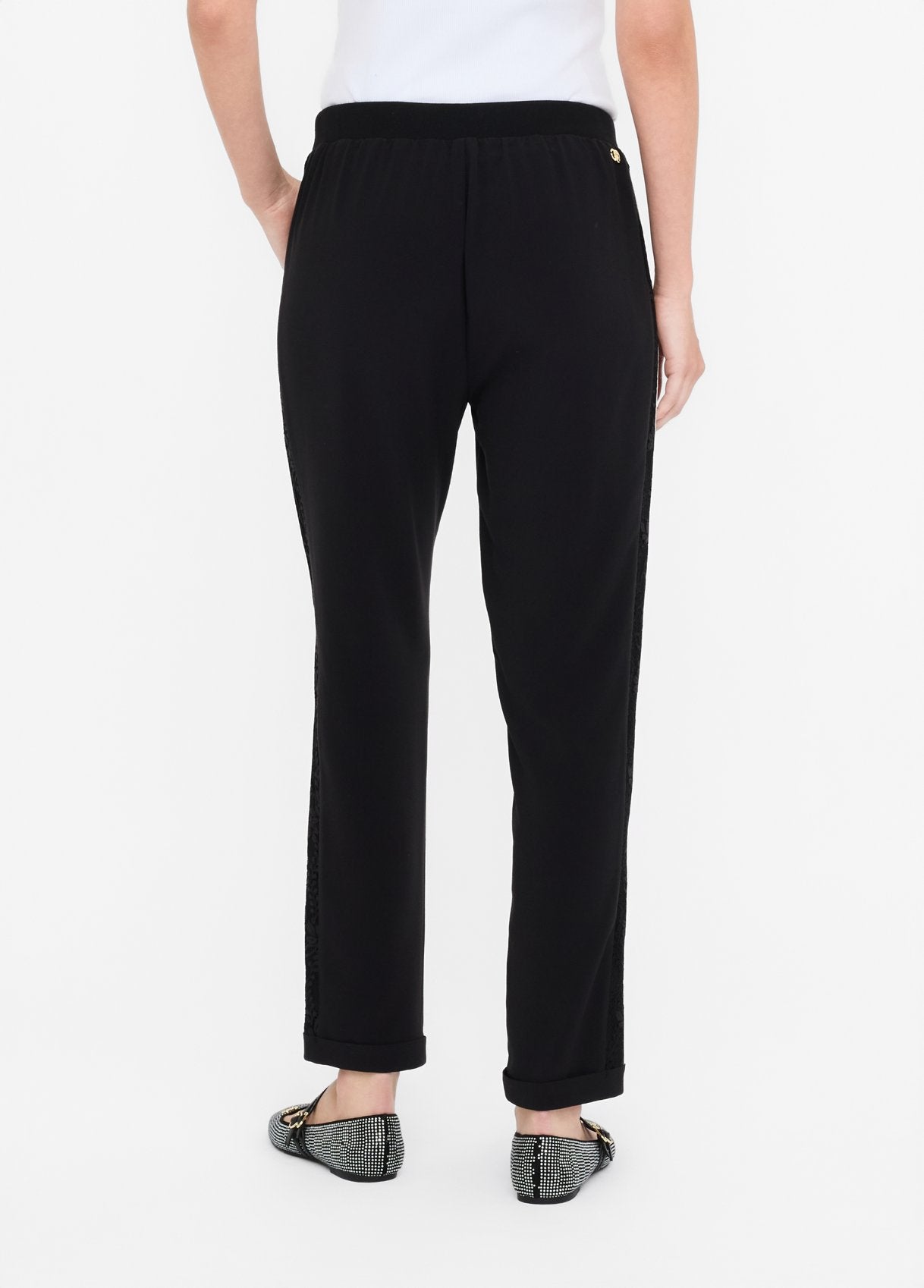 Liu Jo pantaloni jogger con coulisse e dettagli eleganti Nero L | Giò Fashion