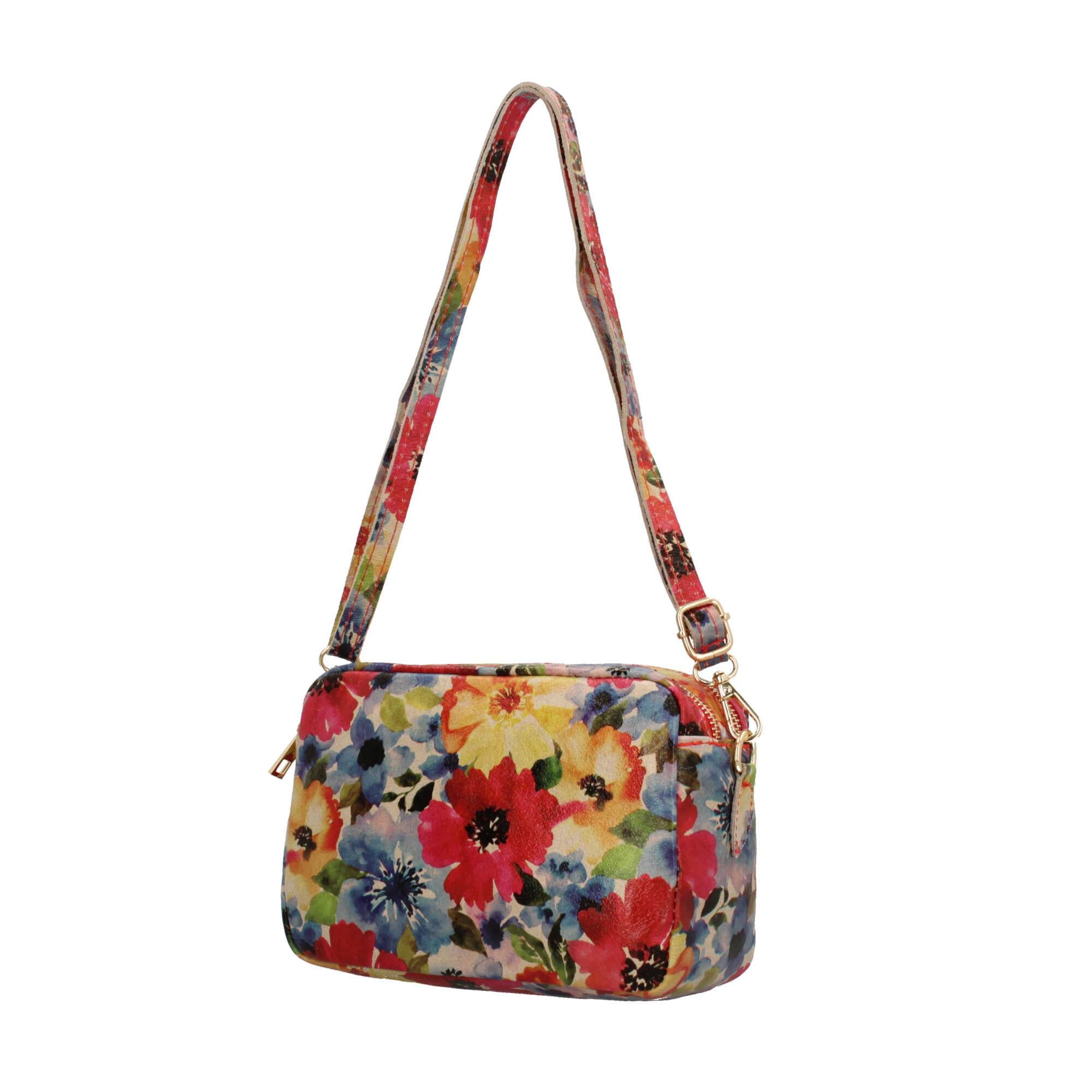 Saponetta Made In Italy in vera pelle con fantasia floreale