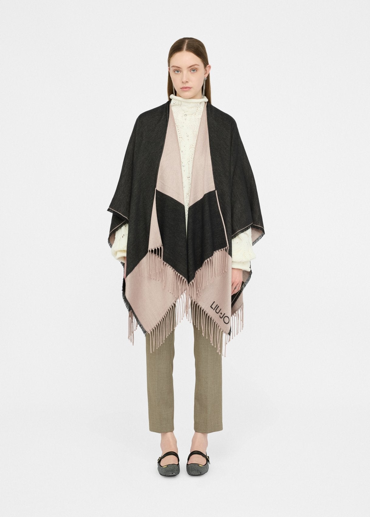 Liu Jo mantella con frange in tessuto morbido