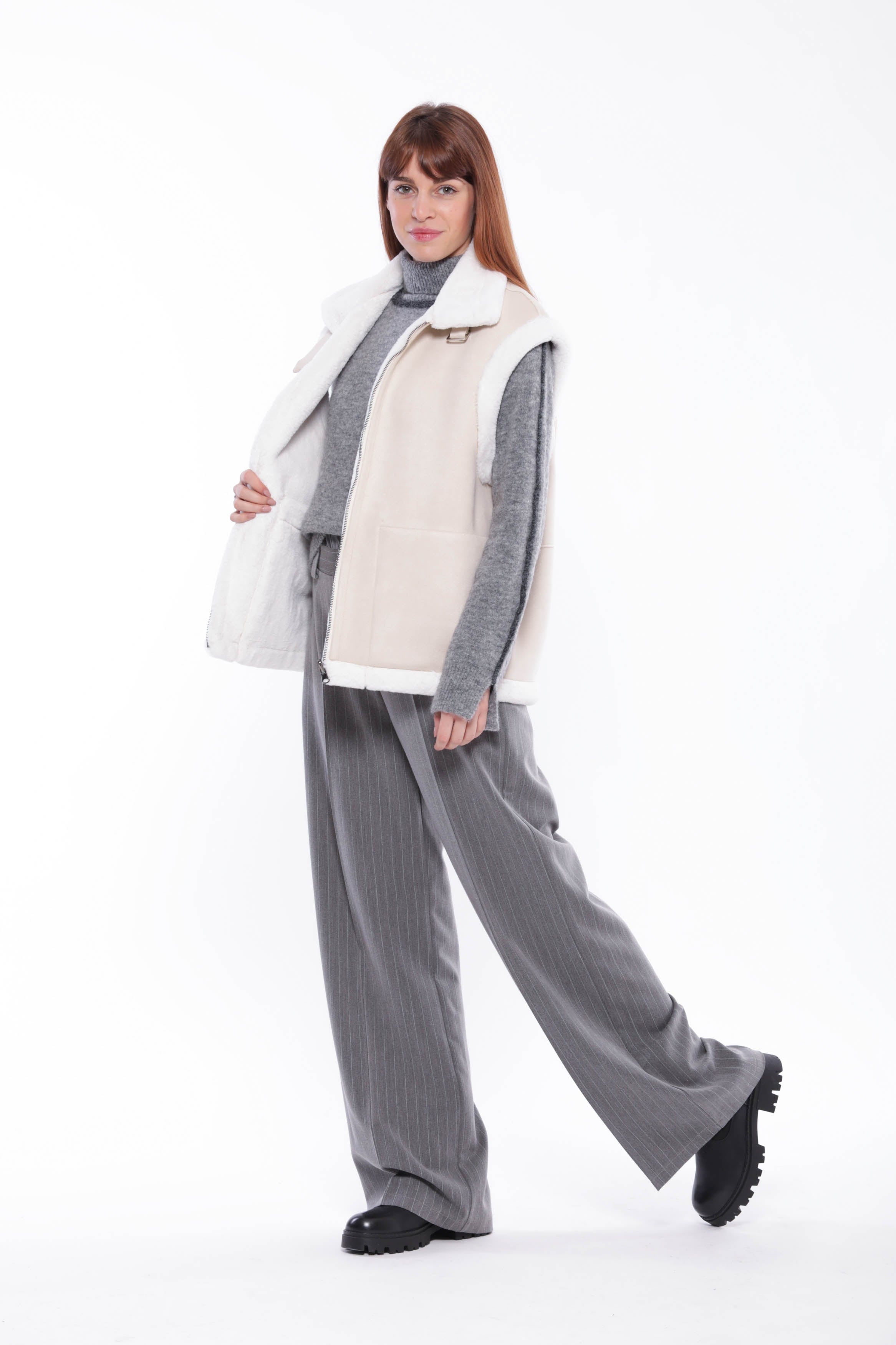 Gilet in ecopelliccia con collo ampio Mimi Mua