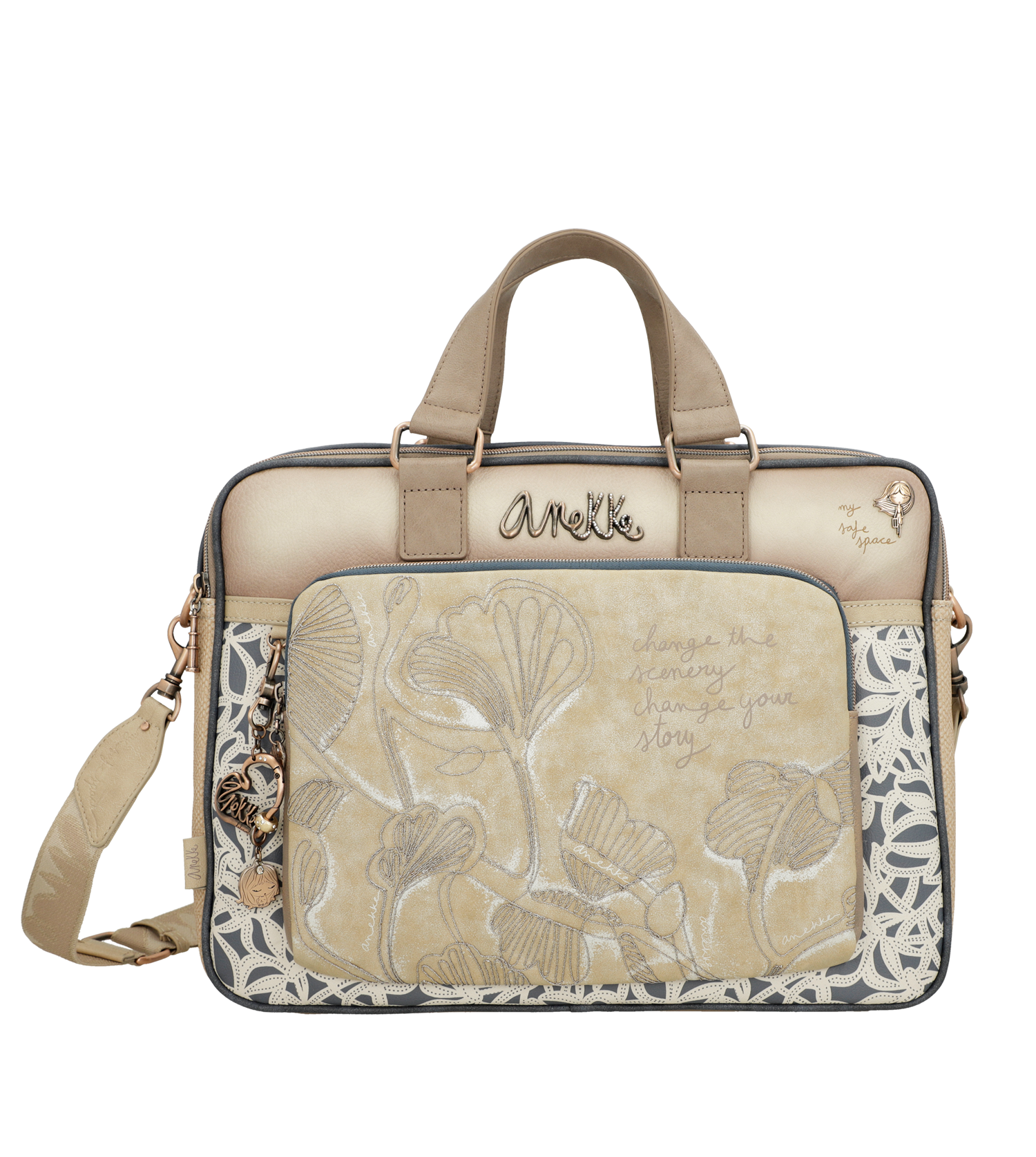 Borsa porta PC Anekke elegante e funzionale con doppio manico Beige TU | Giò Fashion
