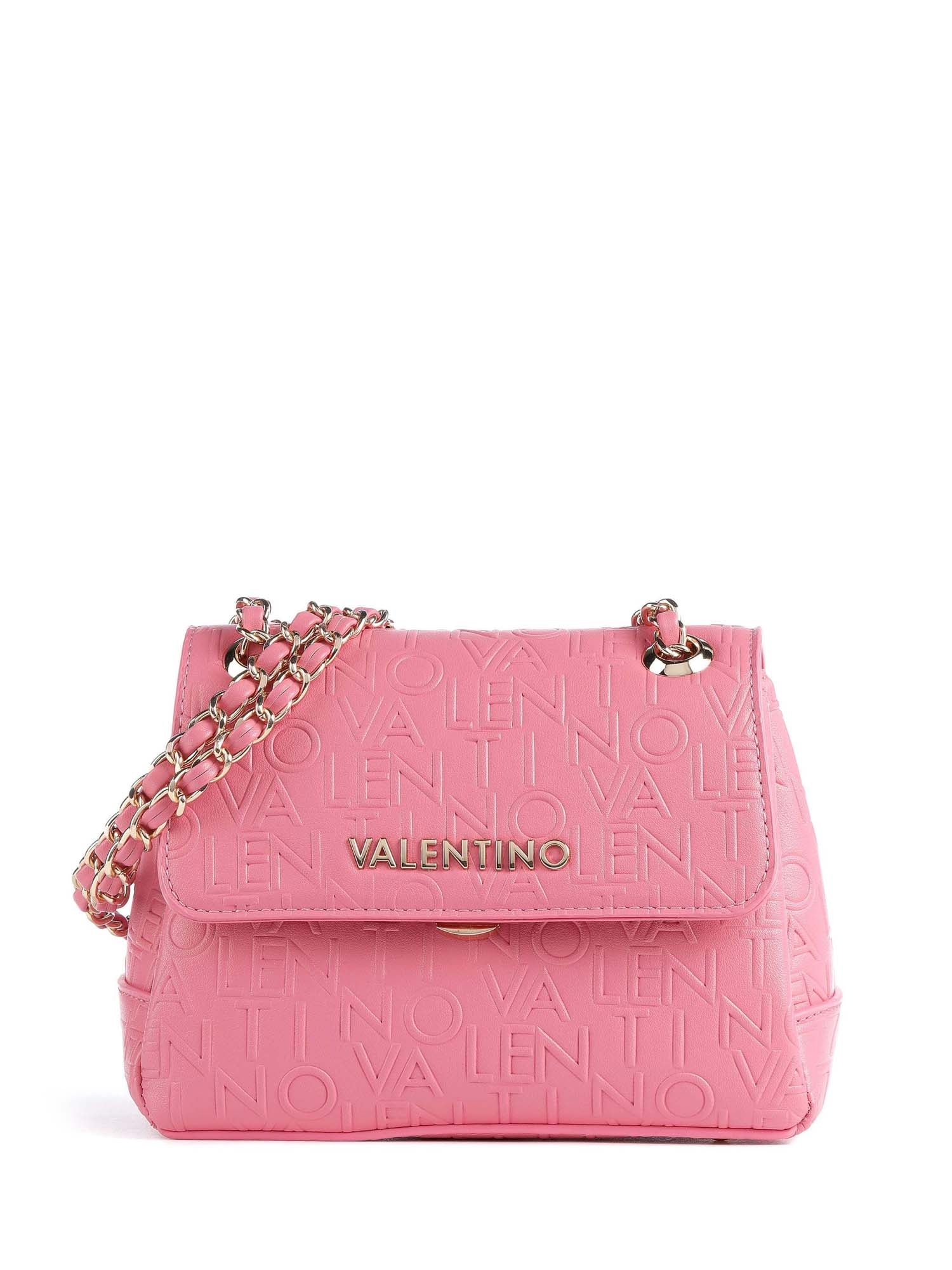 Borsa Valentino con logo embossato e doppi manici a catena intrecciata