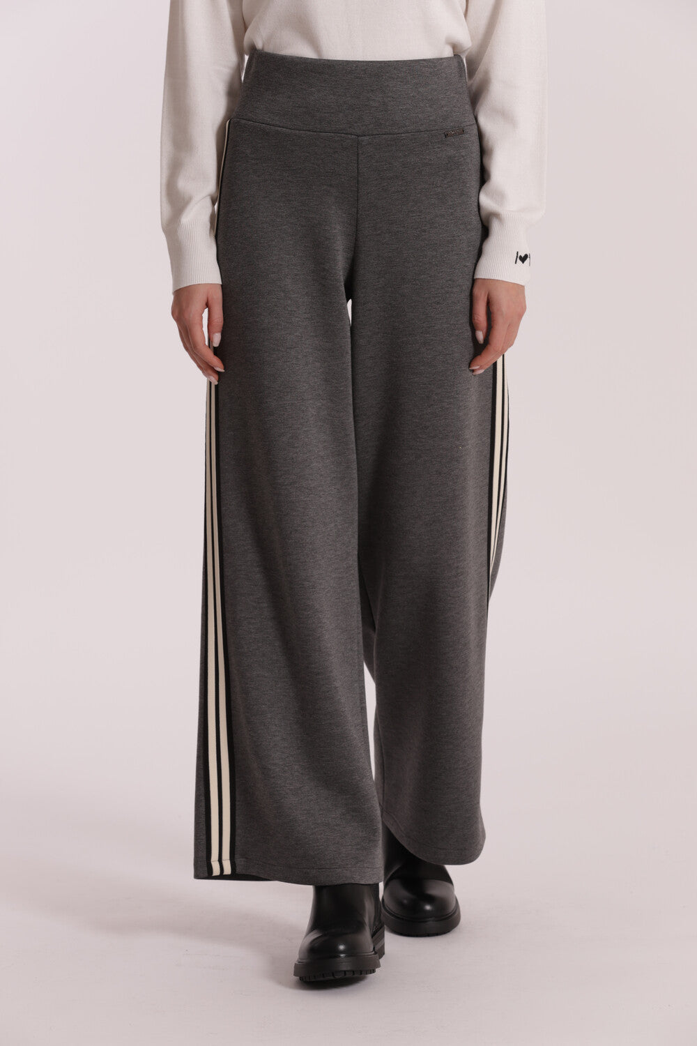 Pantaloni larghi con bande laterali Mimi Mua Grigio XL | Giò Fashion