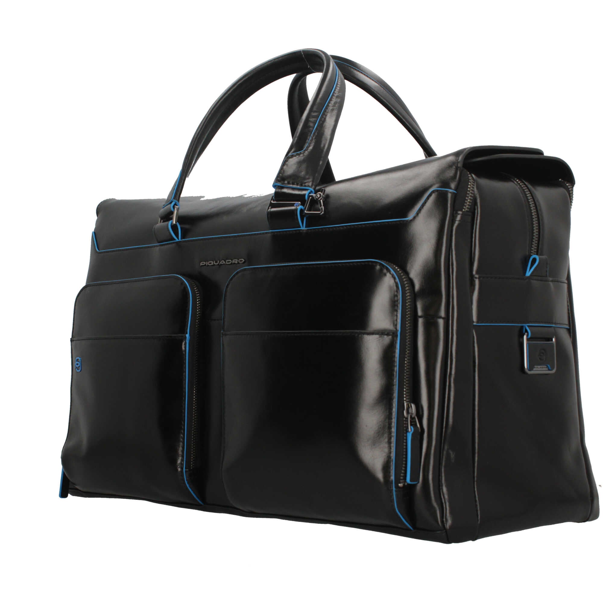 Borsone da viaggio Piquadro in pelle porta PC 15 pollici con tracolla