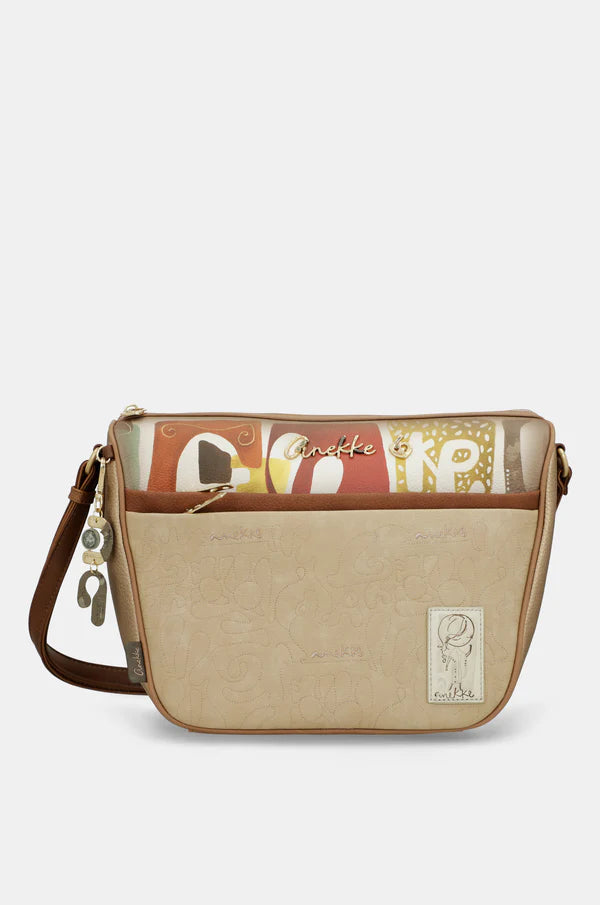 Borsa Tracolla Anekke Donna con Zip Compatta e Pratica Beige TU | Giò Fashion