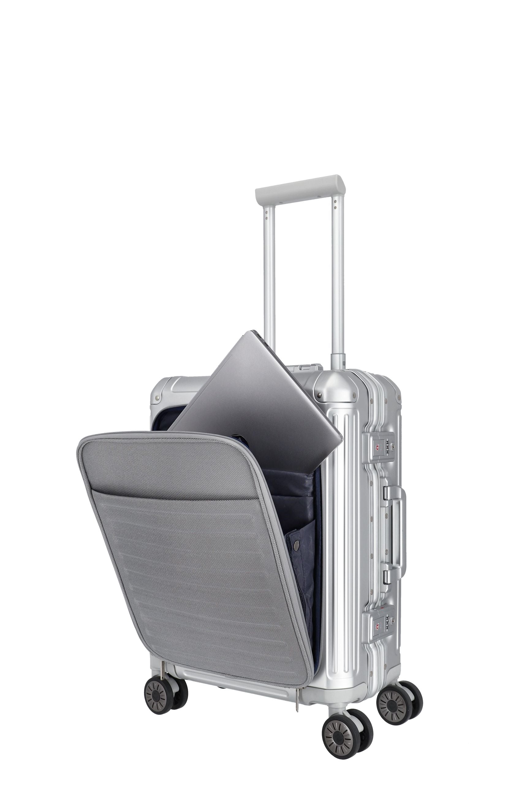 Valigia bagaglio a mano Travelite Next S+ in alluminio con TSA e tasca laptop