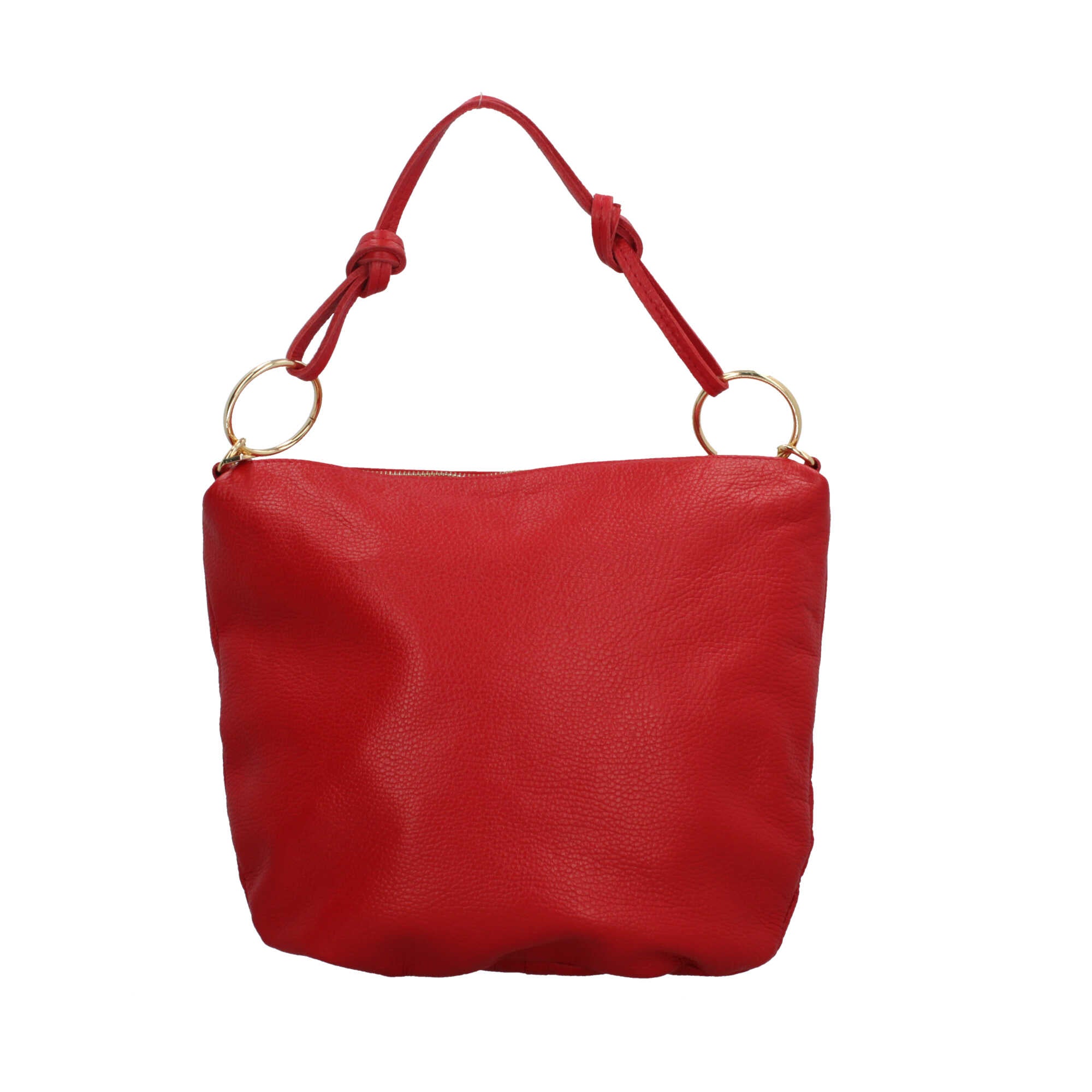 Borsa a spalla in pelle Made in Italy con manico ad anelli