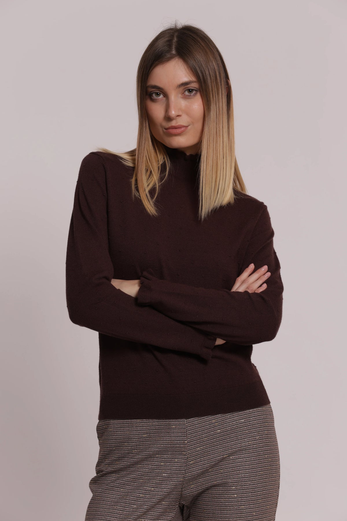 Maglia Donna Mimi Mua a Collo Alto con Trama Pois