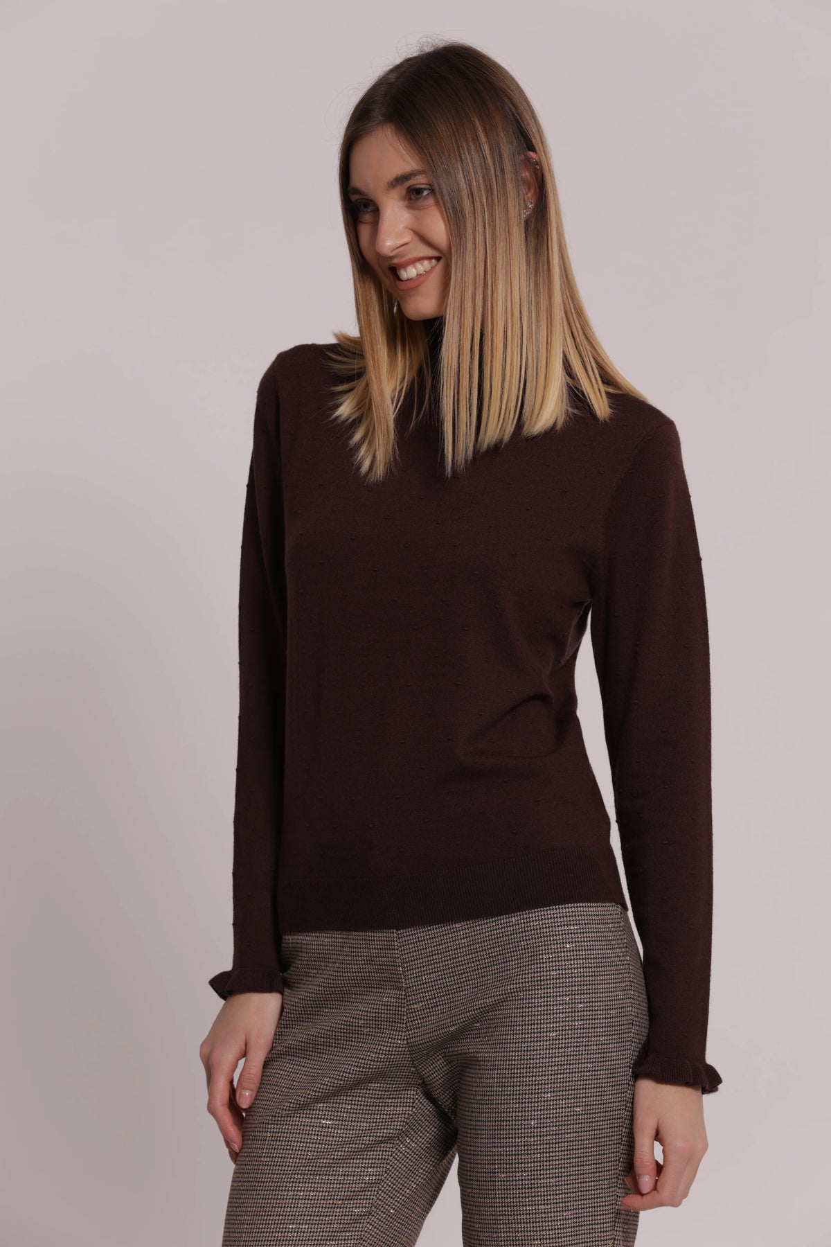 Maglia Donna Mimi Mua a Collo Alto con Trama Pois