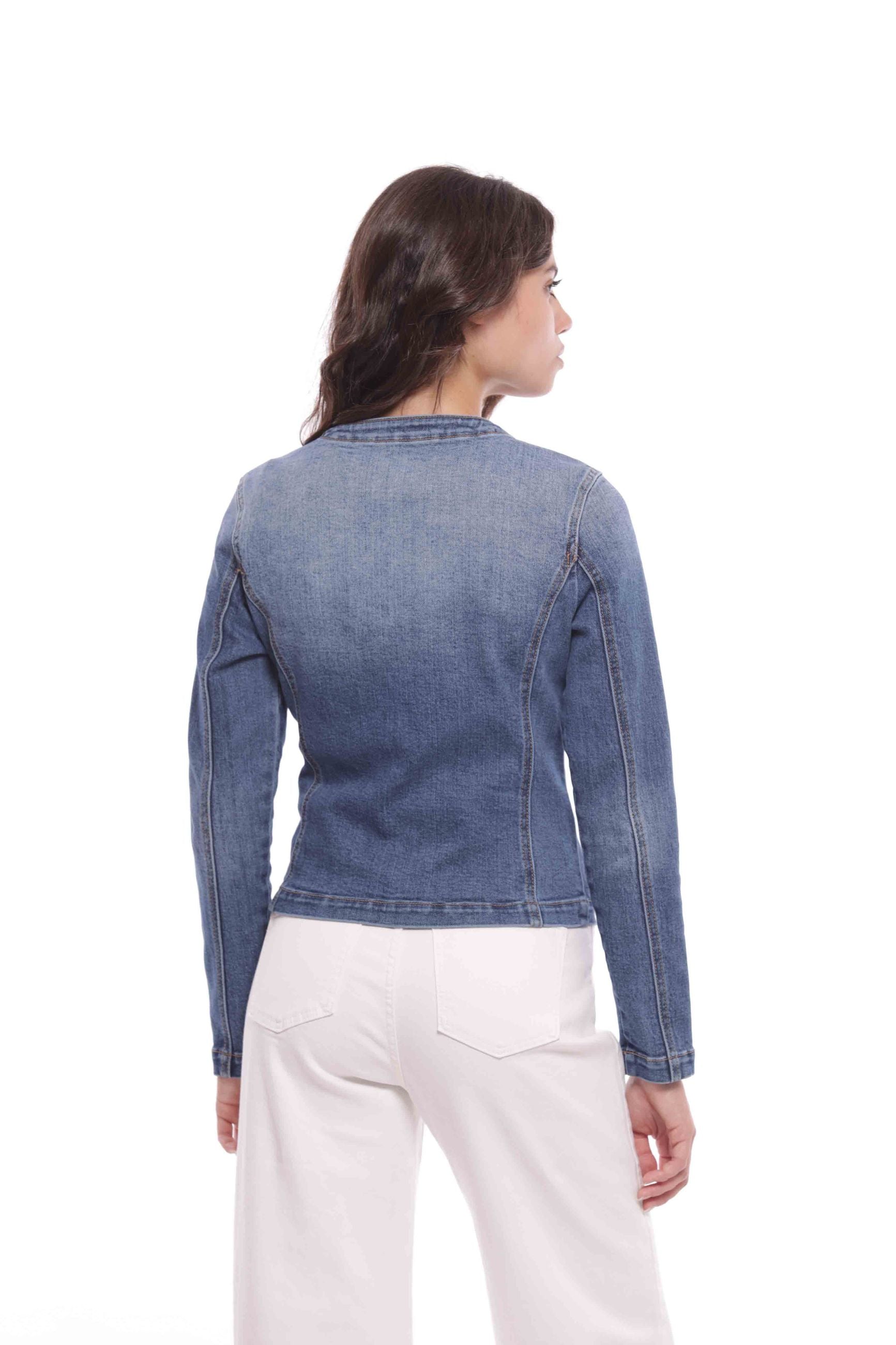 Mimi Mua Giubbotto di Jeans con Zip