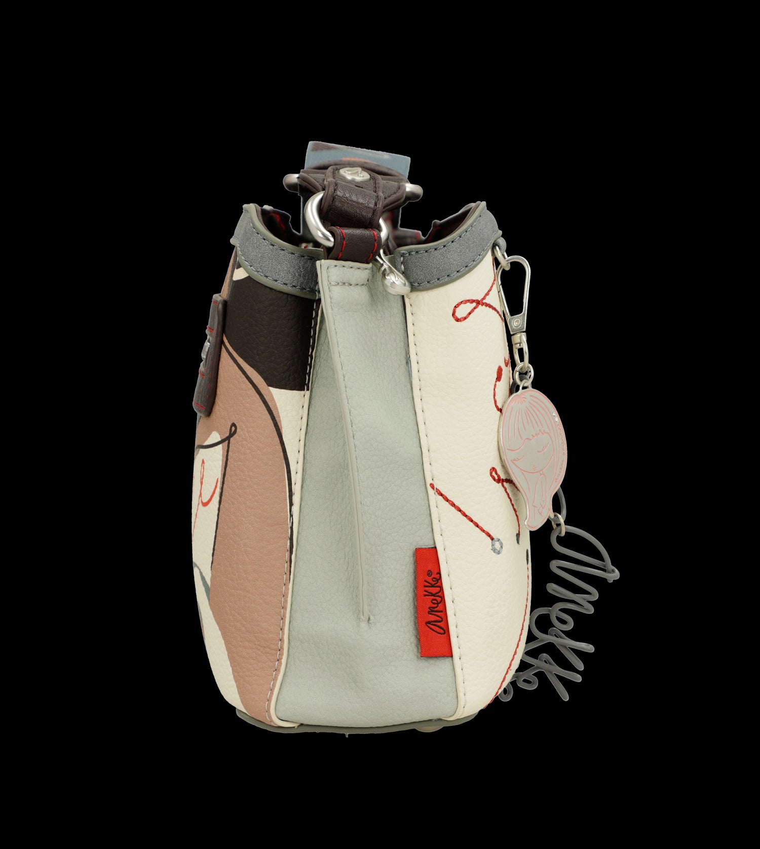 Borsa a tracolla Anekke compatta con design artistico