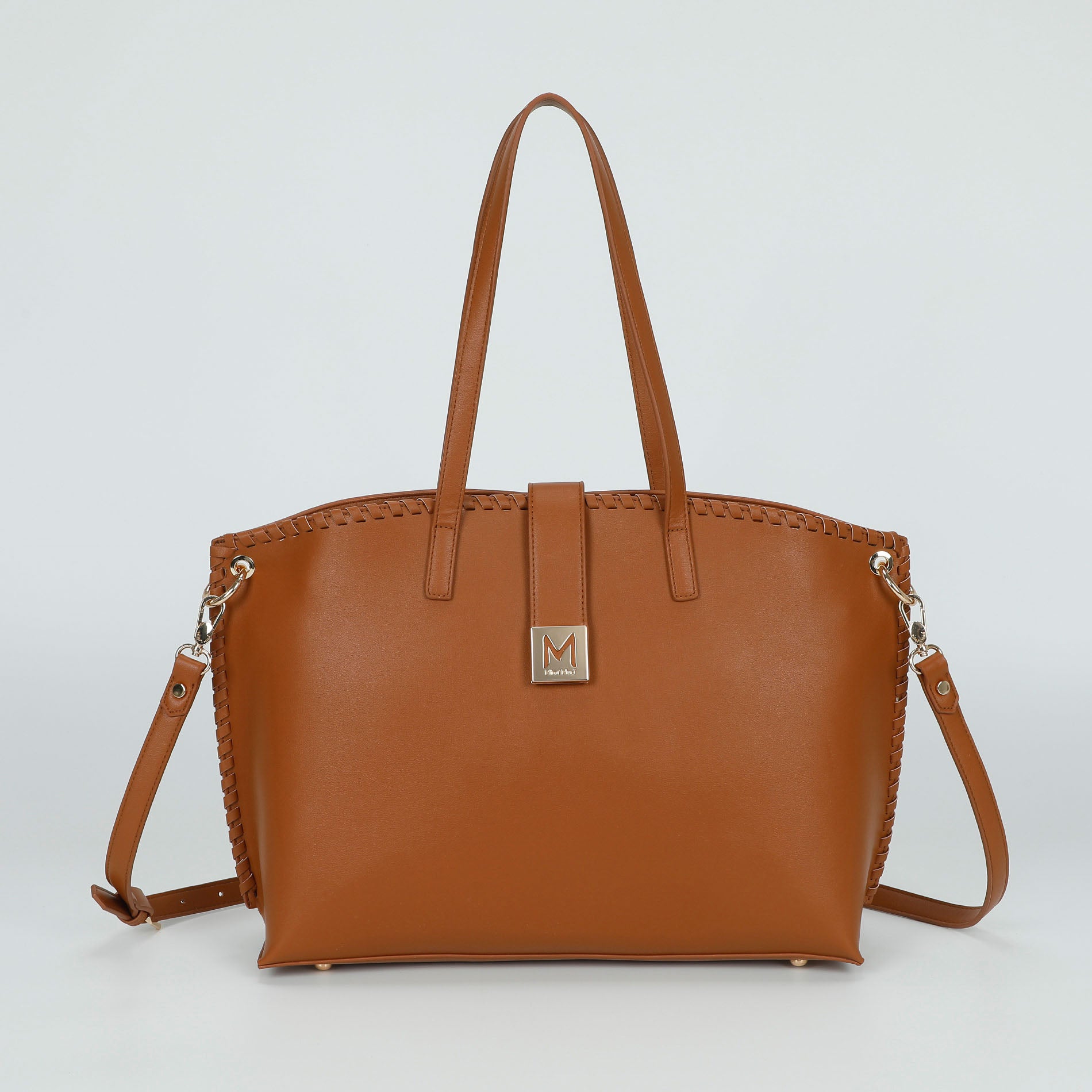 Mimi Mua shopping bag con bordi intrecciati e tracolla removibile Marrone TU | Giò Fashion
