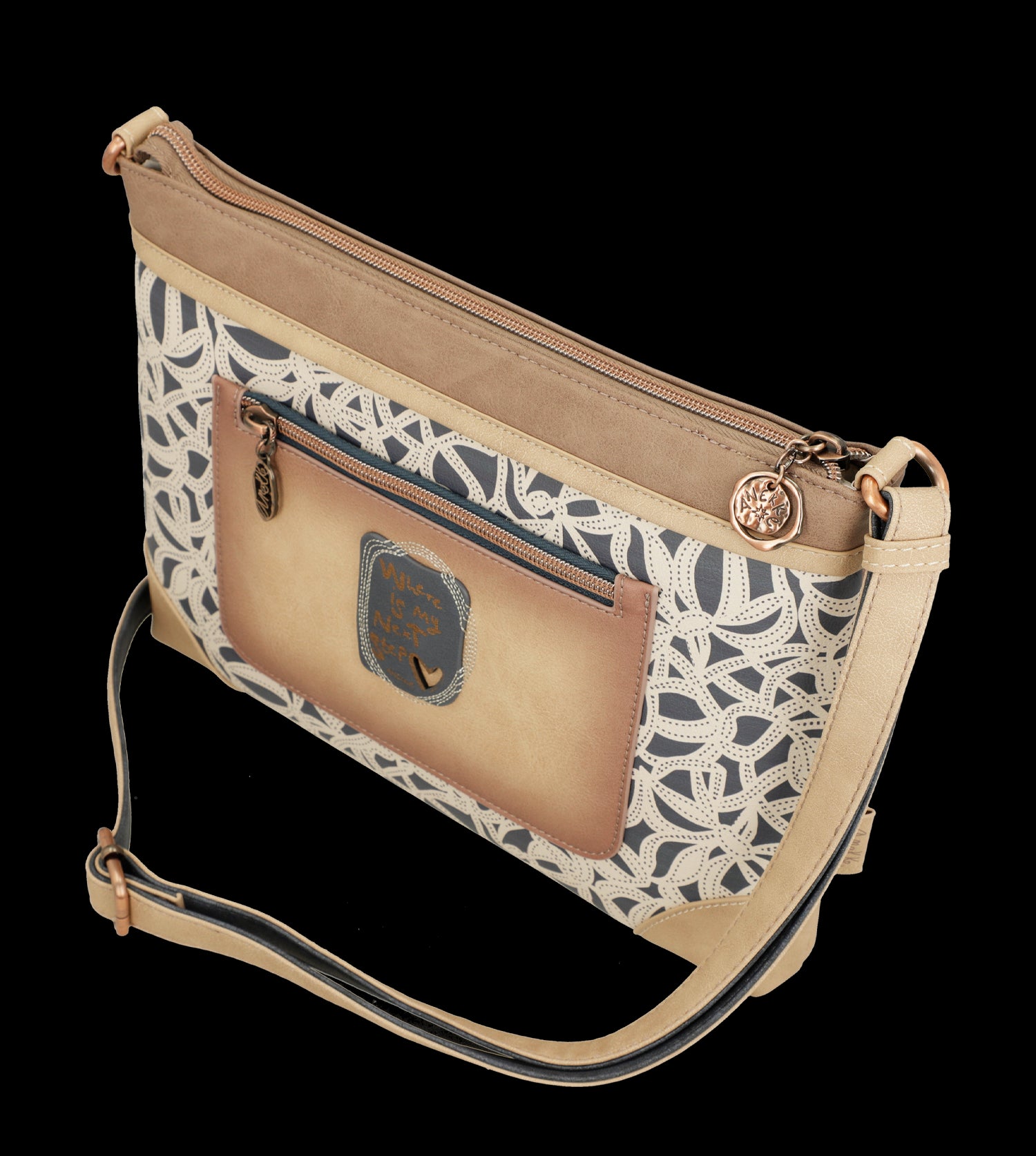 Borsa a tracolla Anekke sottile ed elegante con illustrazione esclusiva