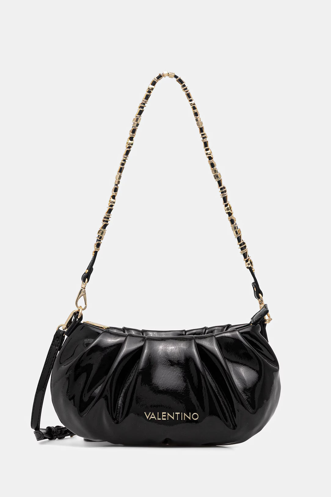 Valentino borsa a spalla in vernice con manico intrecciato