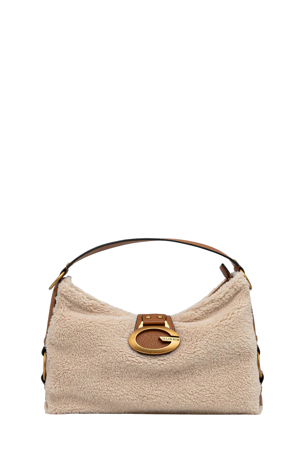 Borsa a spalla Guess in pelliccia sintetica con dettaglio logo