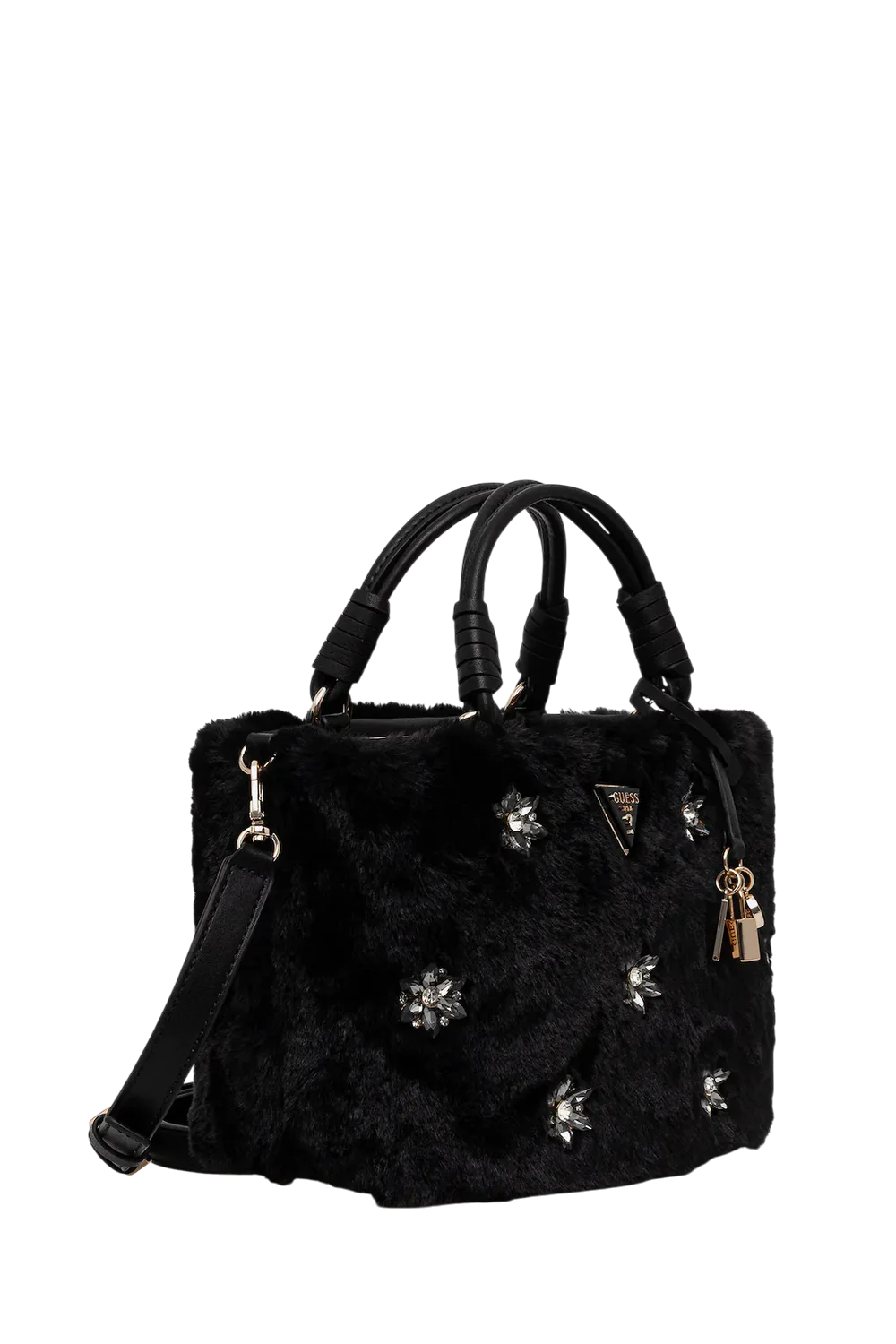 Borsa Guess in pelliccia sintetica con applicazioni gioiello