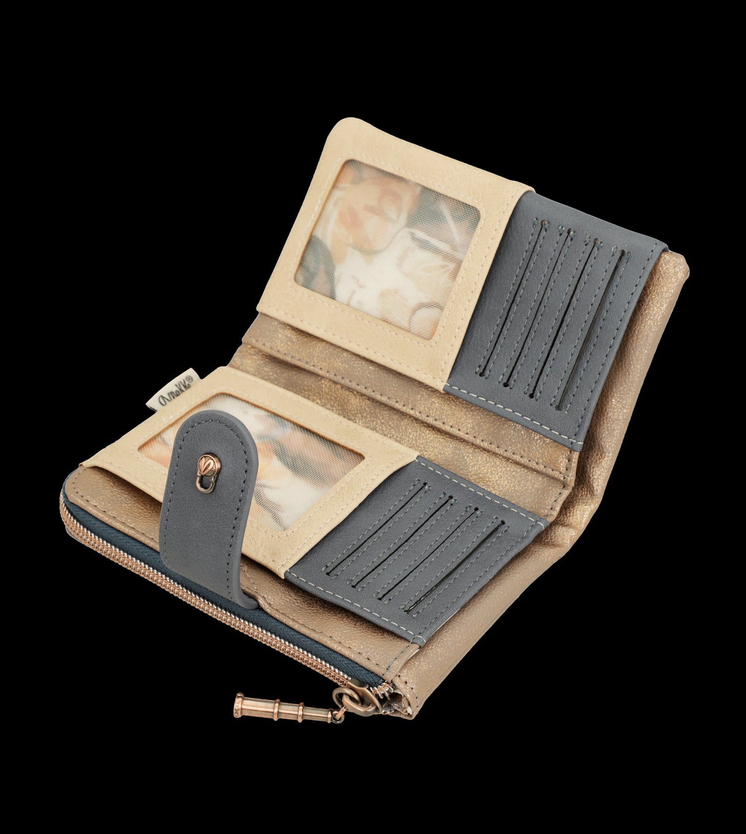 Portafoglio Anekke compatto ed elegante con doppia zip