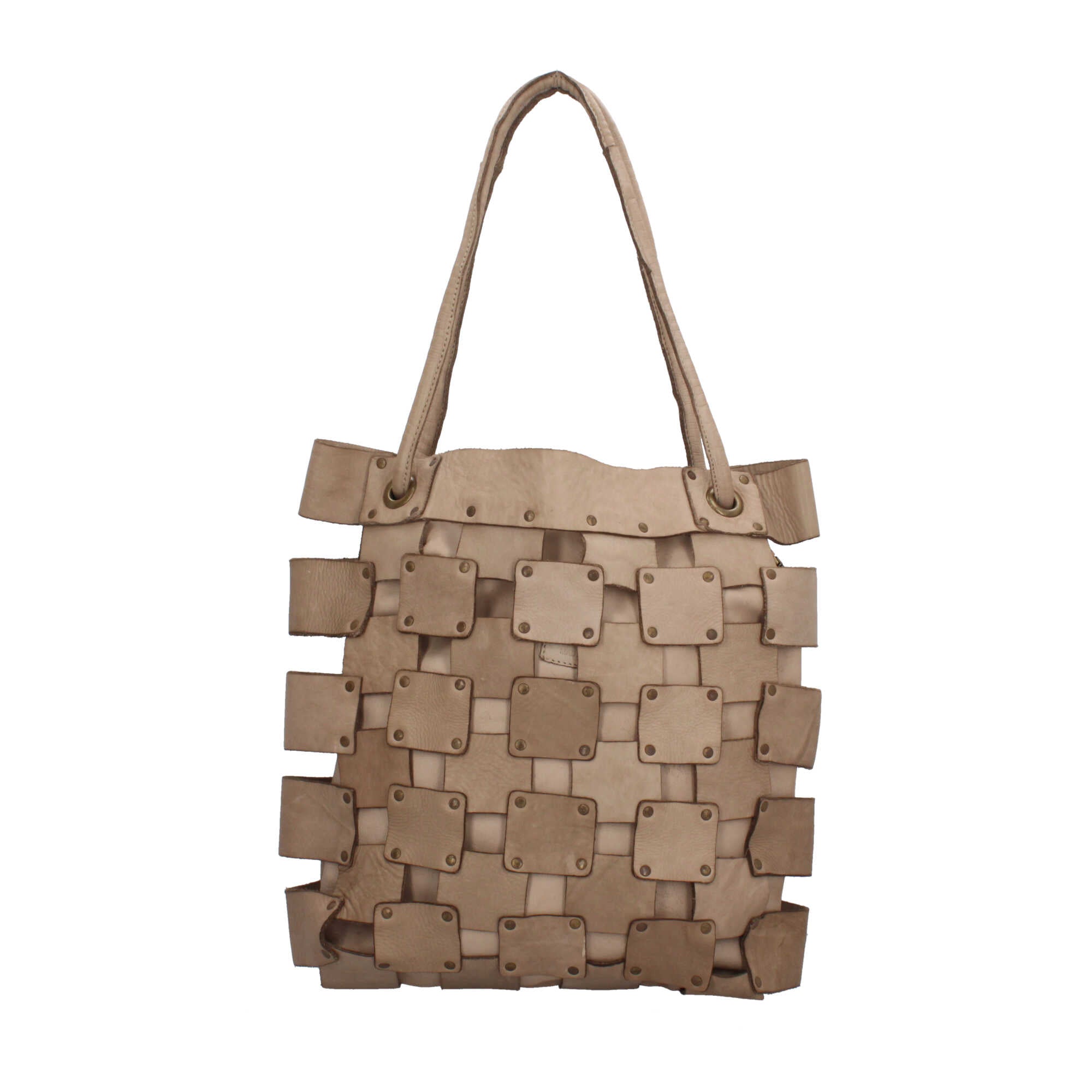Borsa a mano intrecciata con catena oro e manici doppi Avorio Taglia Unica | Giò Fashion