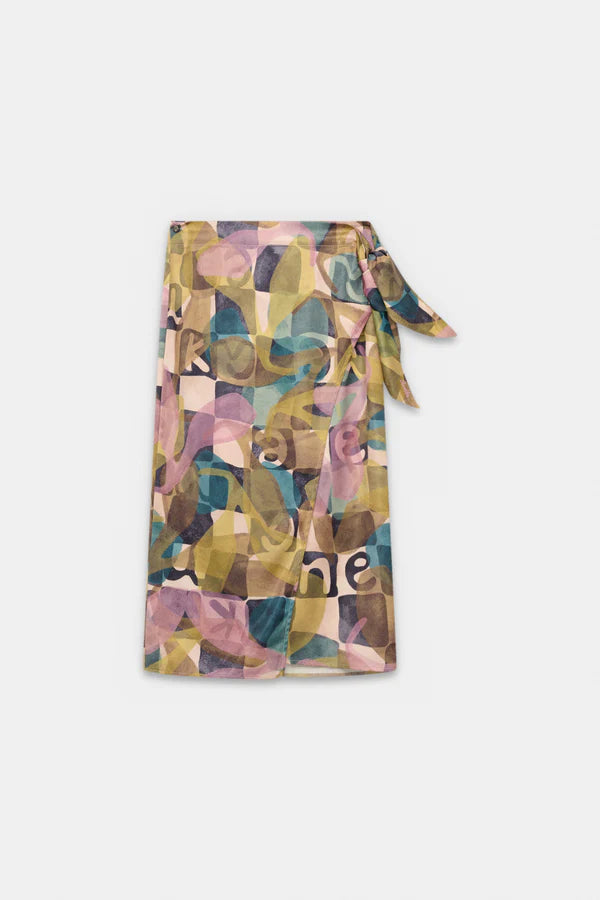 Anekke gonna donna pareo con stampa artistica stile elegante estivo Verde M | Giò Fashion