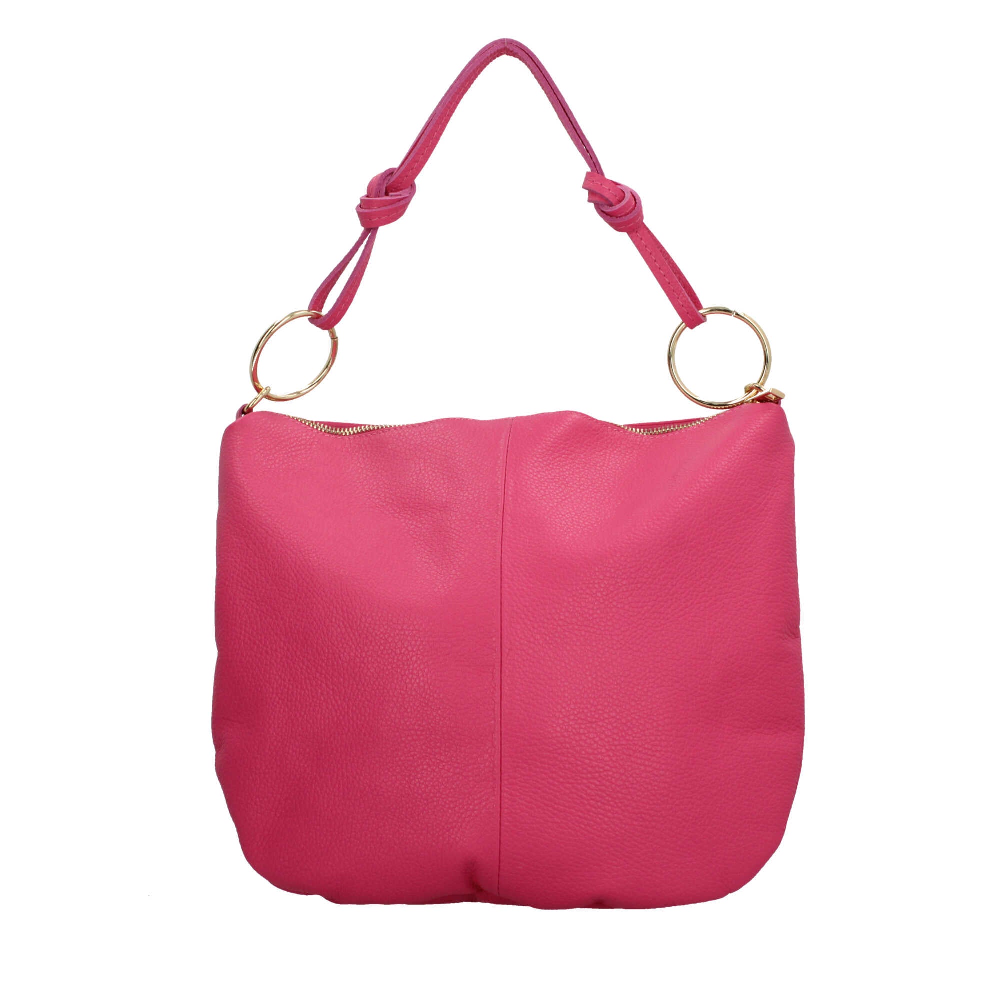 Borsa a spalla in pelle Made in Italy con manico ad anelli