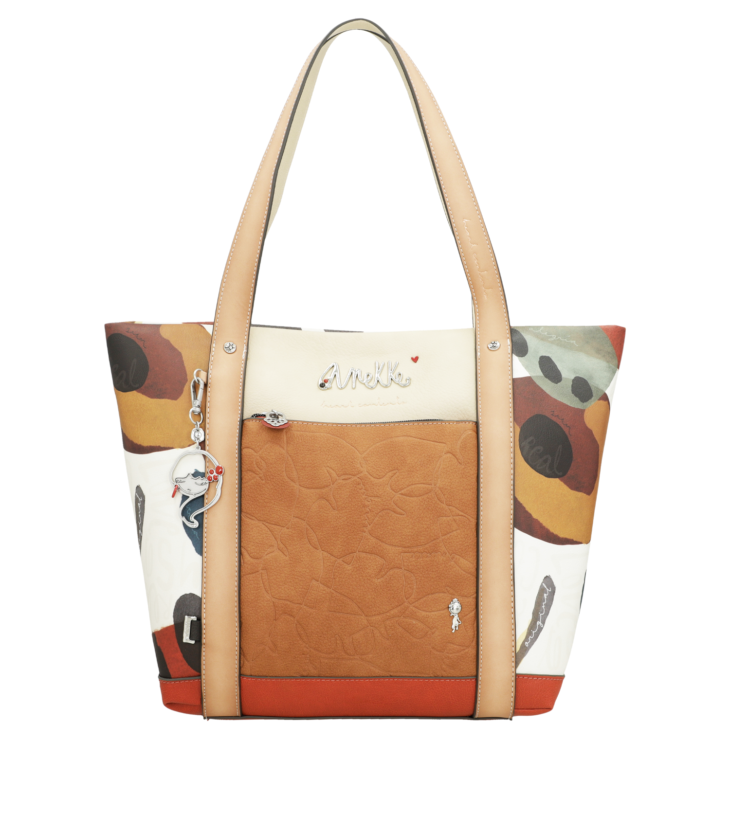 Borsa shopper Anekke capiente con doppio manico e tasca frontale Arancione TU | Giò Fashion