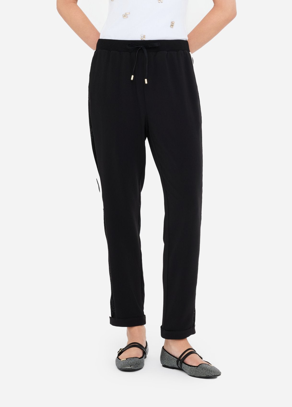 Liu Jo pantaloni jogger con coulisse e dettagli eleganti Nero L | Giò Fashion