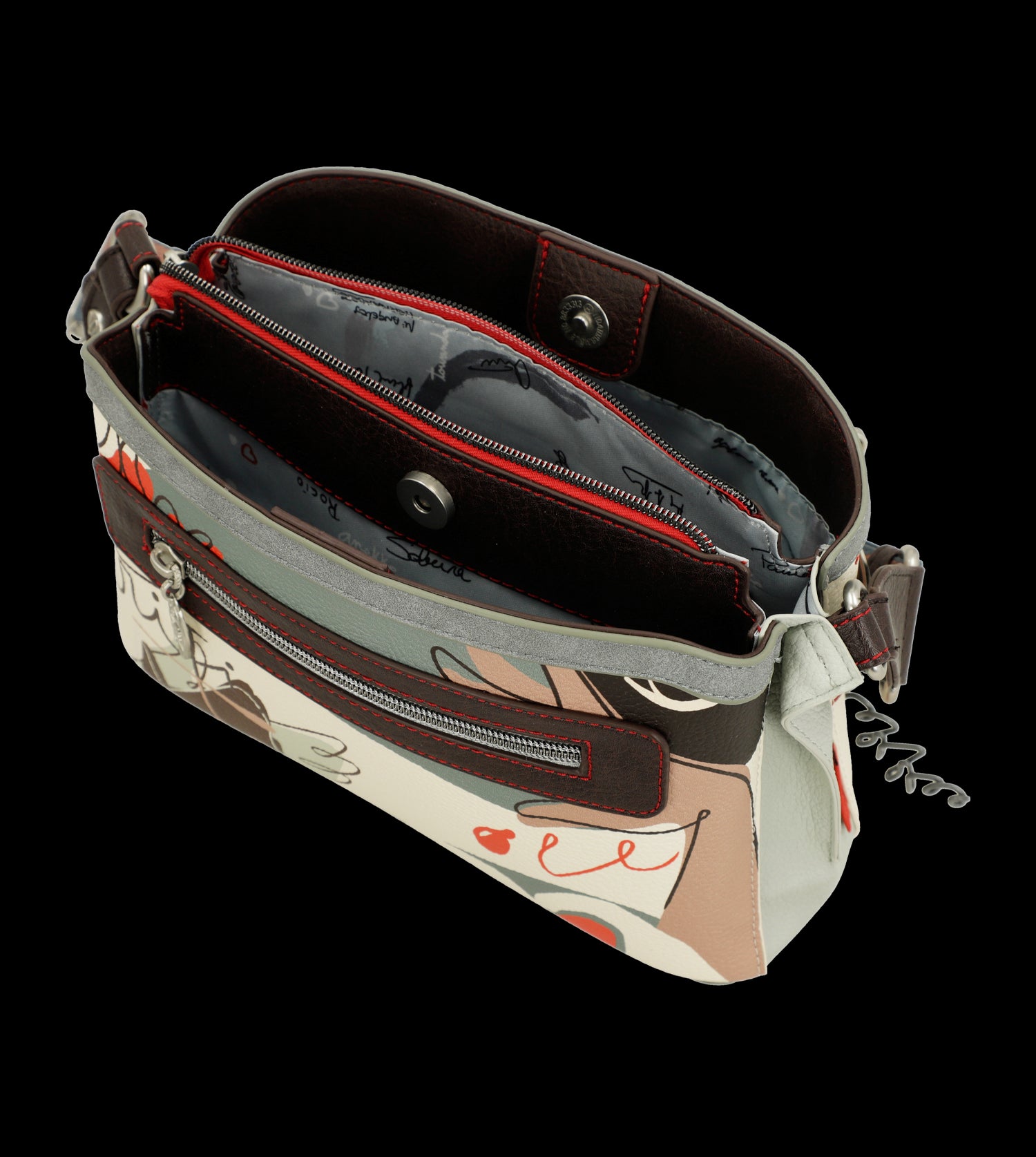 Borsa a tracolla Anekke compatta con design artistico