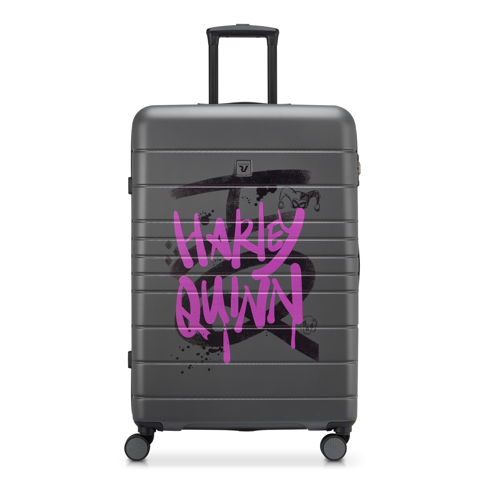 Trolley grande rigido V-Project con grafica Harley Quinn e ruote multidirezionali