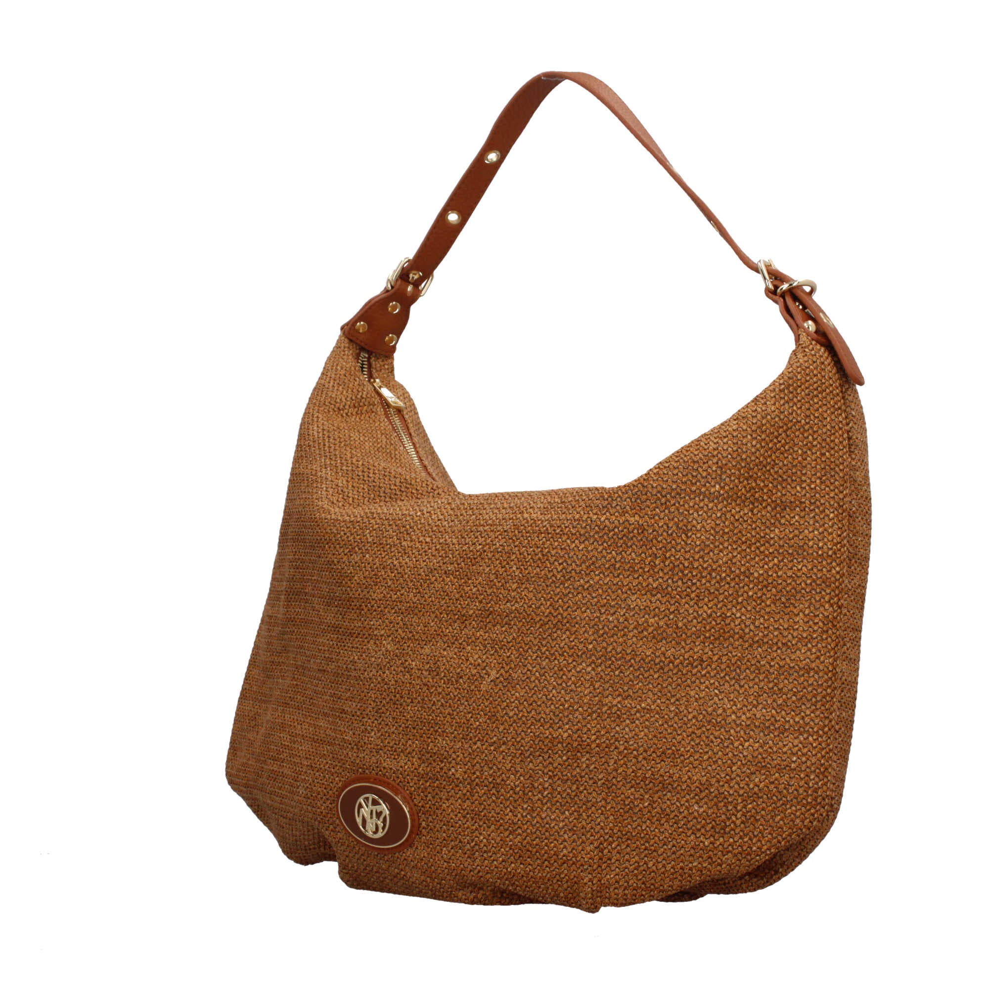 Borsa donna YNot in rafia con manico a spalla e zip