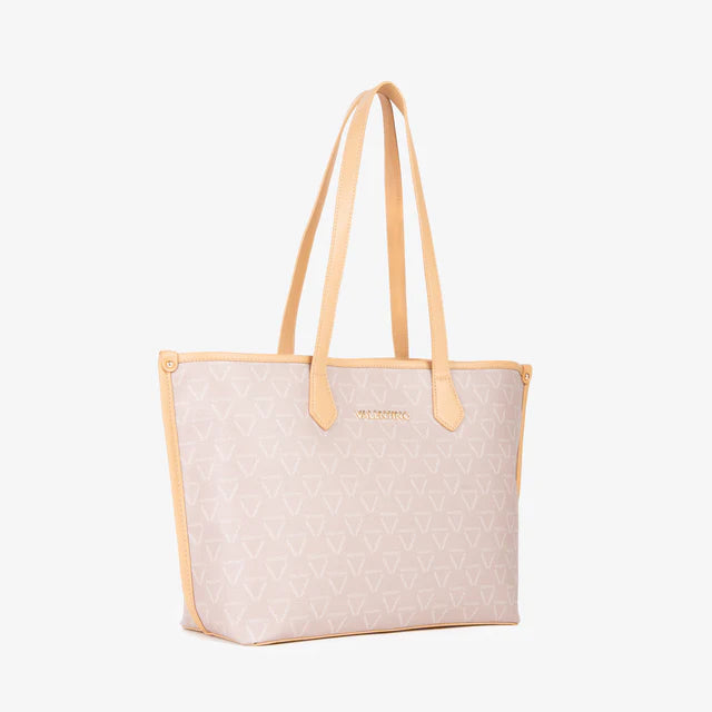 Shopper Valentino in ecopelle con logo all over Rosa TU | Giò Fashion
