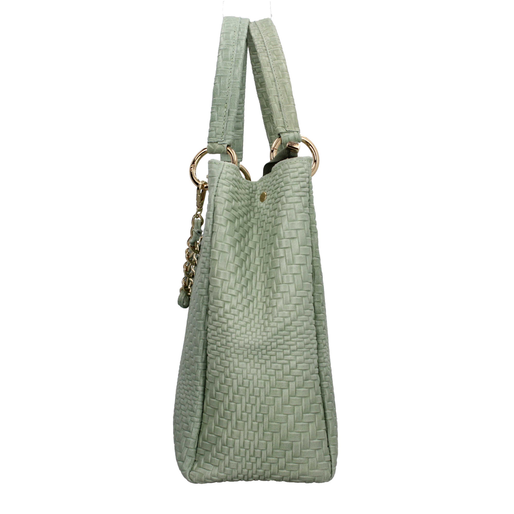 Borsa Made in Italy in vera pelle intrecciata con manico rigido