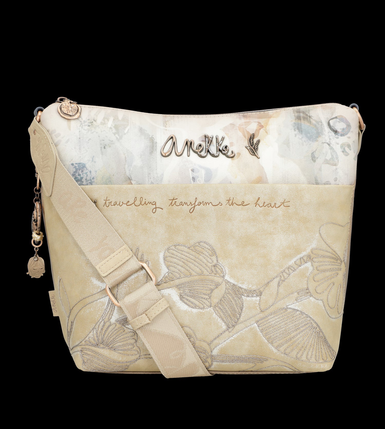 Borsa a tracolla Anekke elegante e capiente con dettagli ricamati