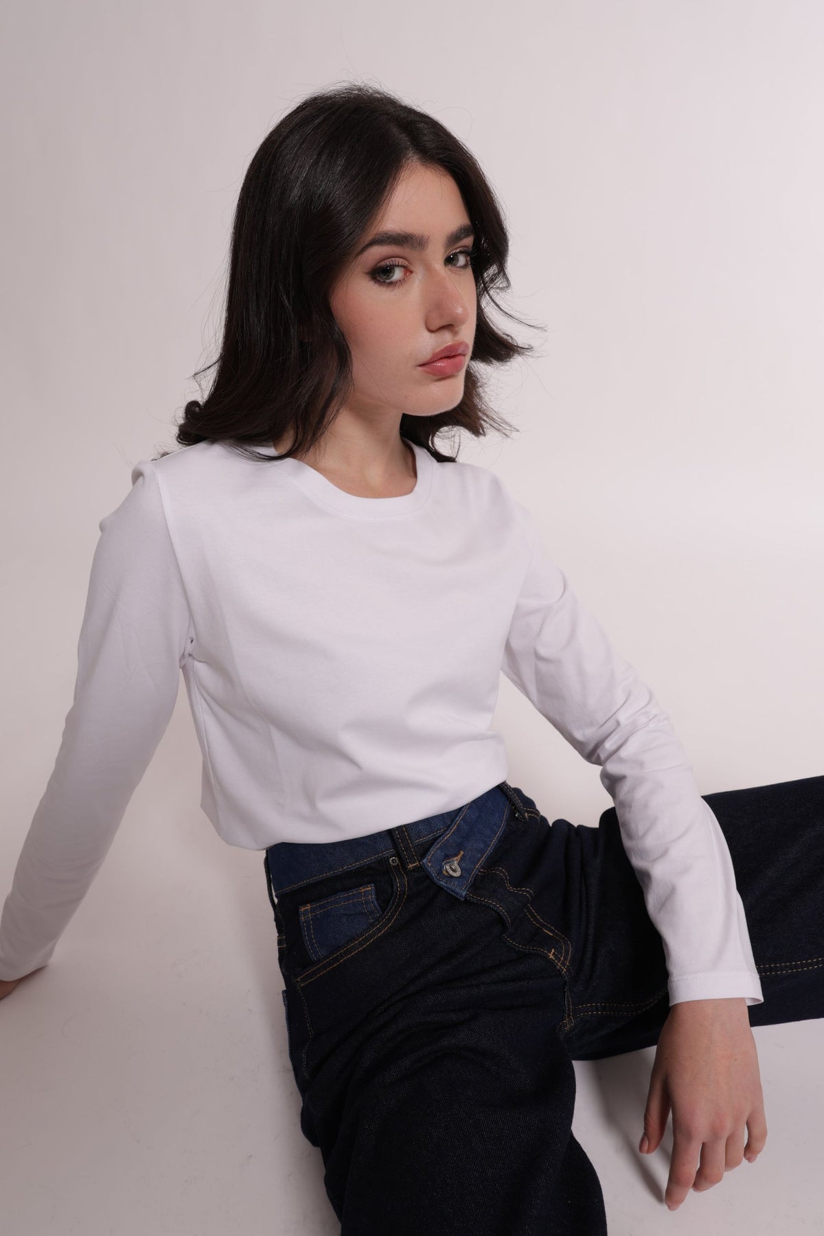 Jeans Donna Mimi Mua a Gamba Larga con Vita Incrociata