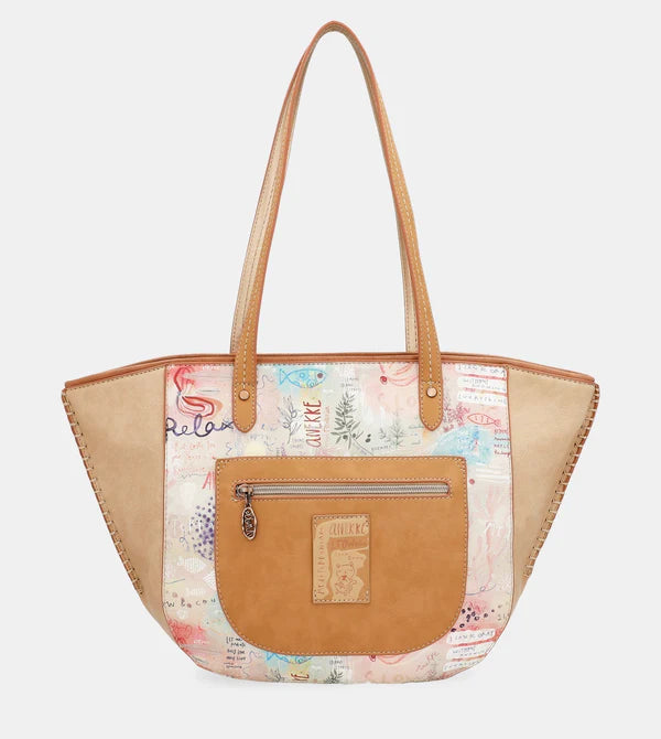 Borsa shopper Anekke Relax con stampa illustrata e doppi manici