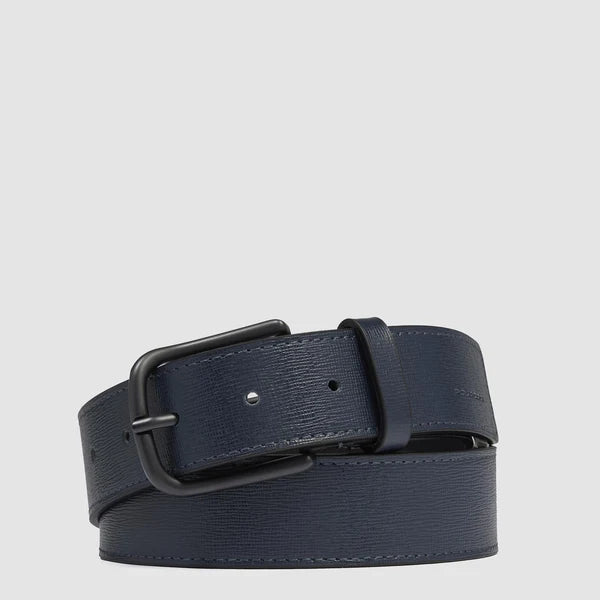 Cintura Piquadro uomo in pelle con fibbia opaca e dettaglio logo