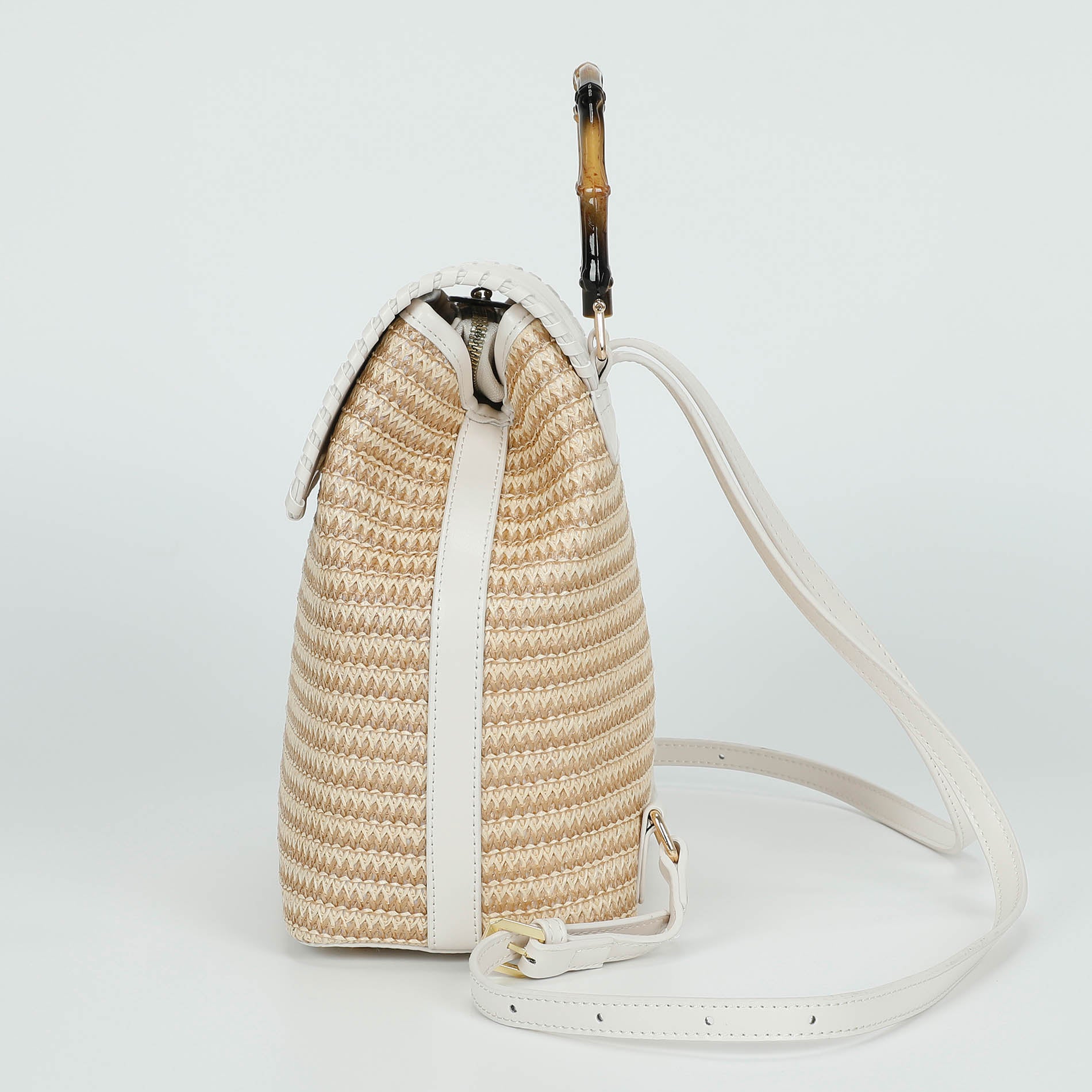 Mimi Mua zaino in paglia con manico bamboo