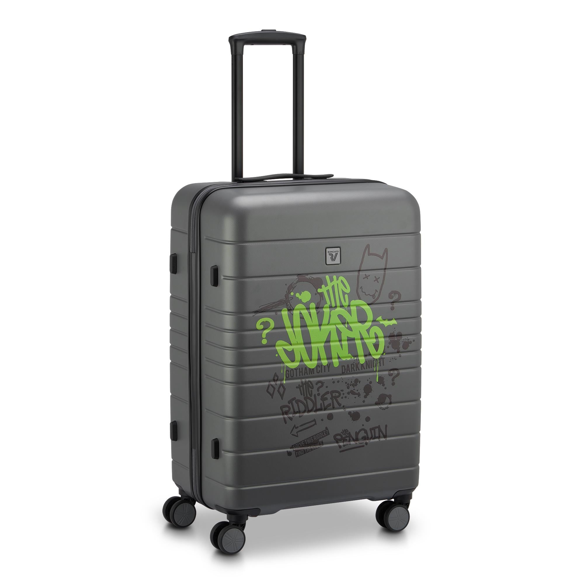 Trolley rigido medio V-Project con grafica supereroe e quattro ruote multidirezionali