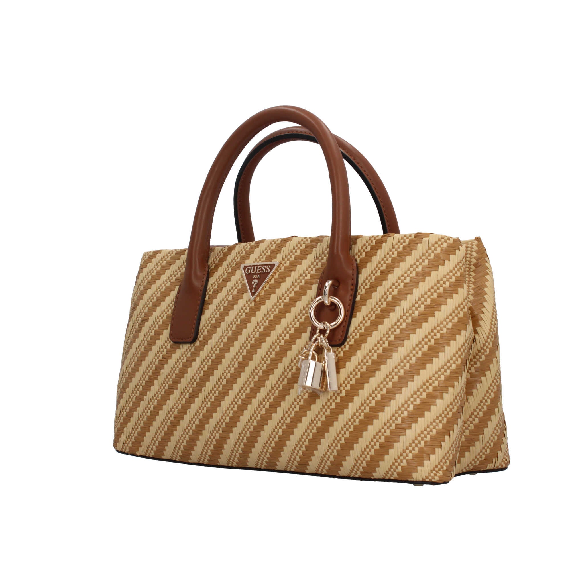 Borsa a mano Guess con effetto intrecciato e charm decorativo