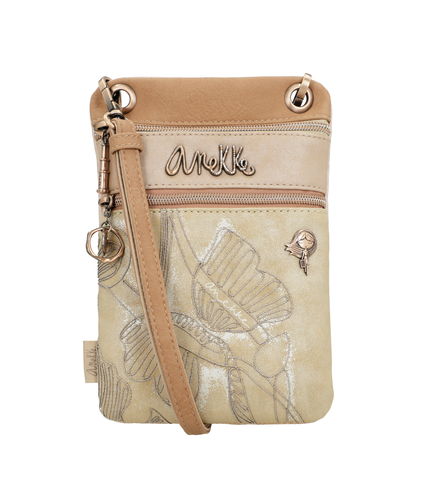 Borsa a tracolla Anekke compatta ed elegante con doppia zip Beige TU | Giò Fashion