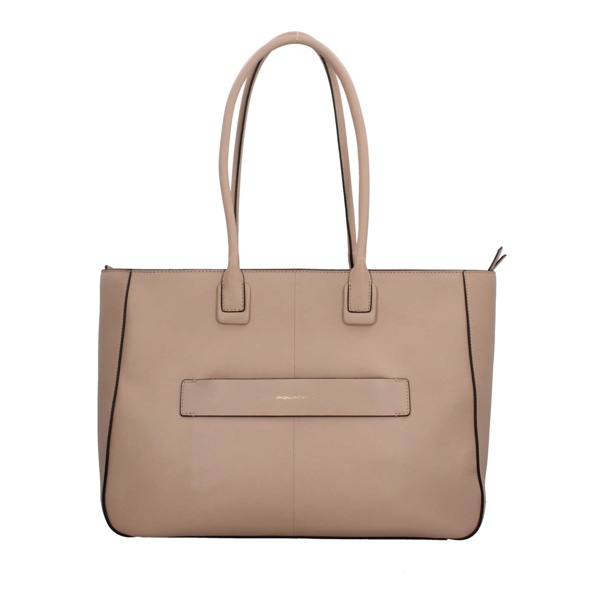 Piquadro shopping bag in pelle porta PC 15" con chiusura zip e tasche frontali