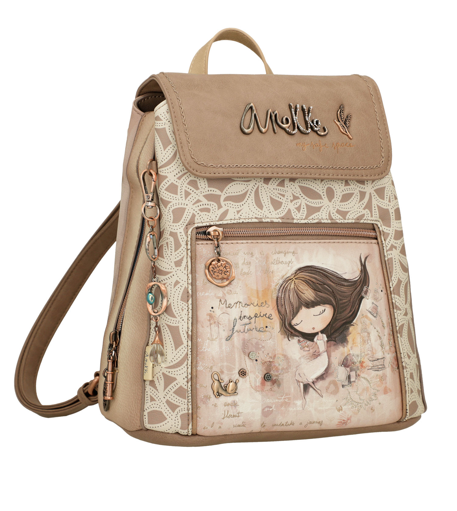 Zaino Anekke con chiusura a patta e dettagli floreali Beige TU | Giò Fashion