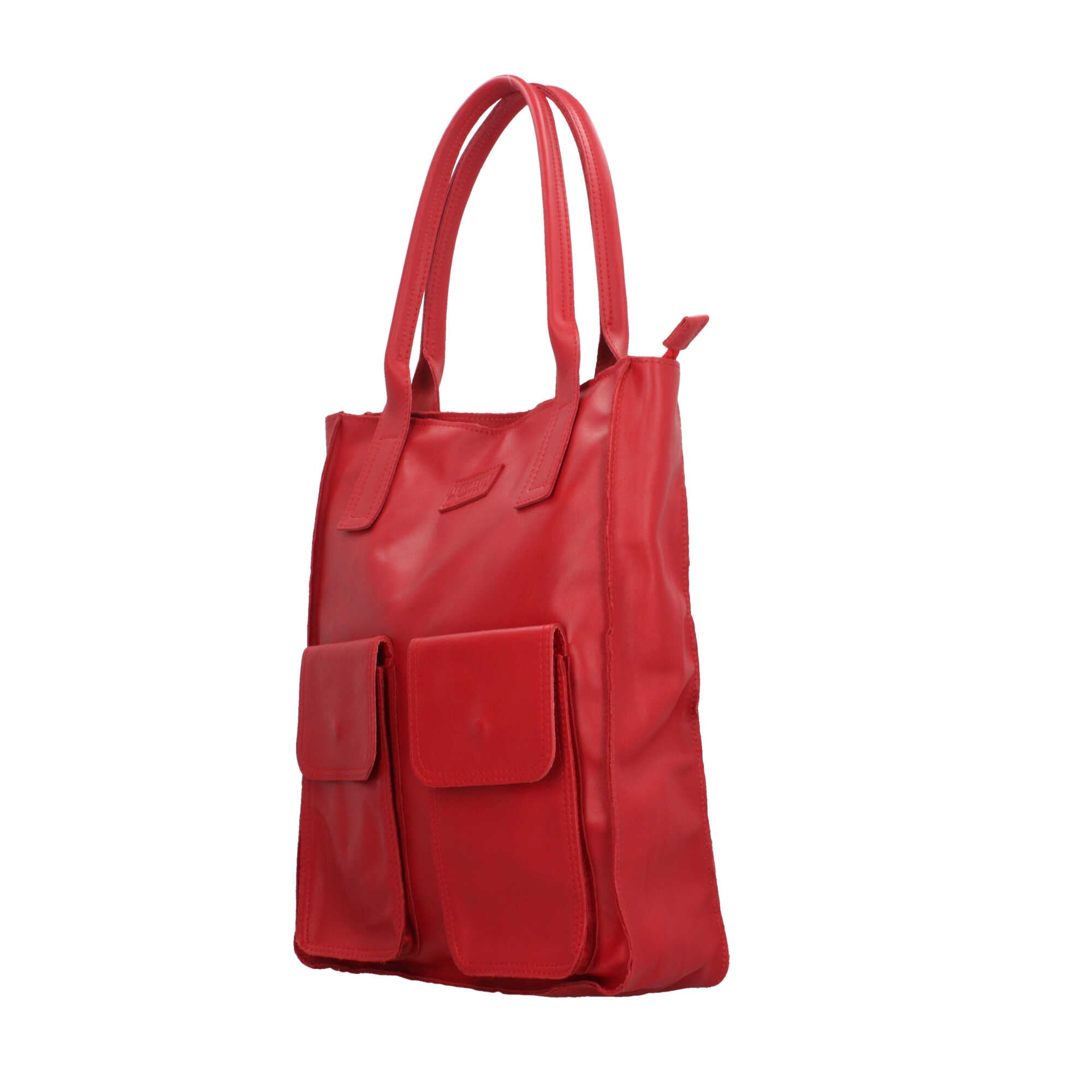 Borsa Made in Italy shopper in vera pelle con manici lunghi