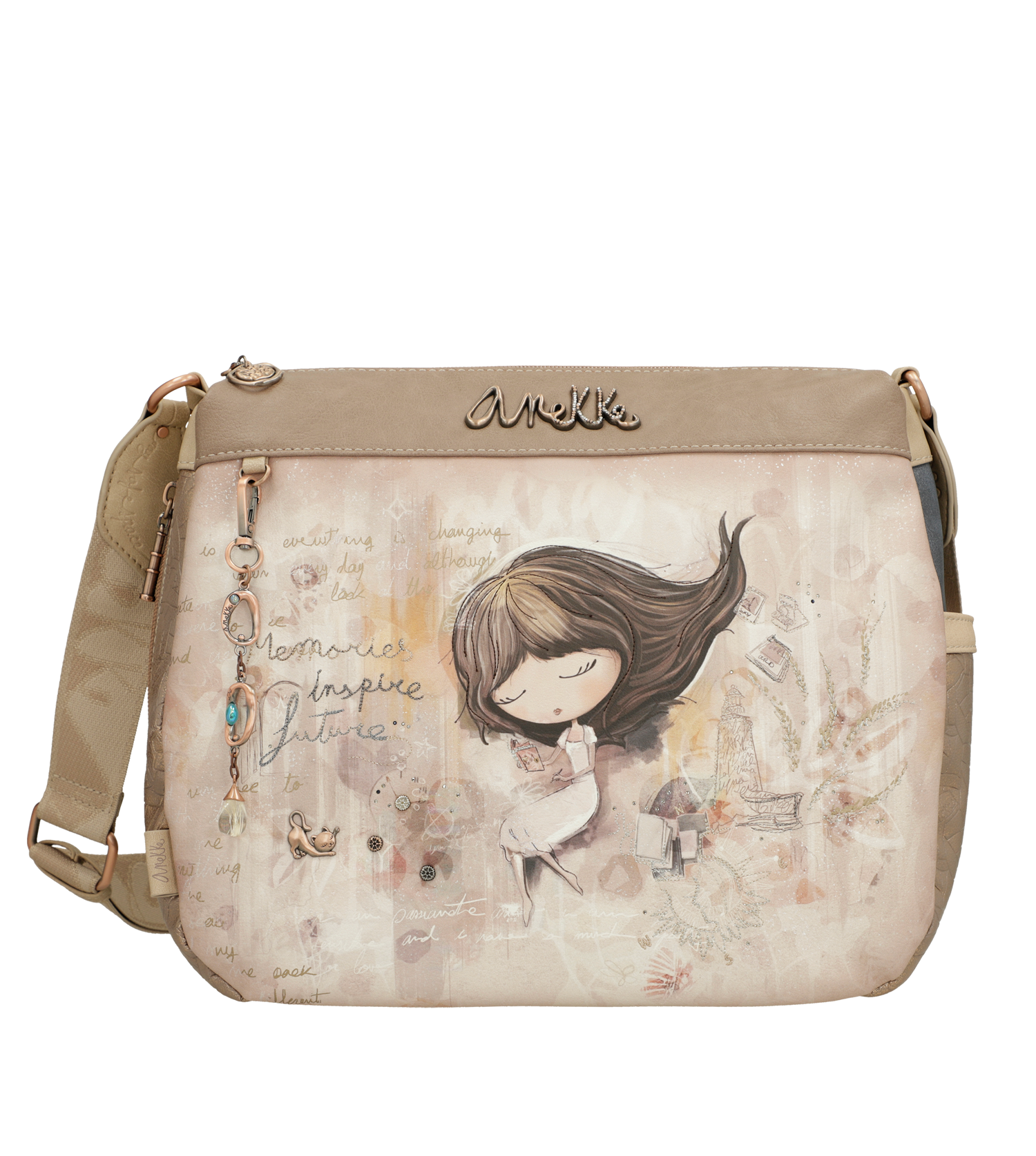 Borsa a tracolla Anekke spaziosa e raffinata con dettagli unici Beige TU | Giò Fashion