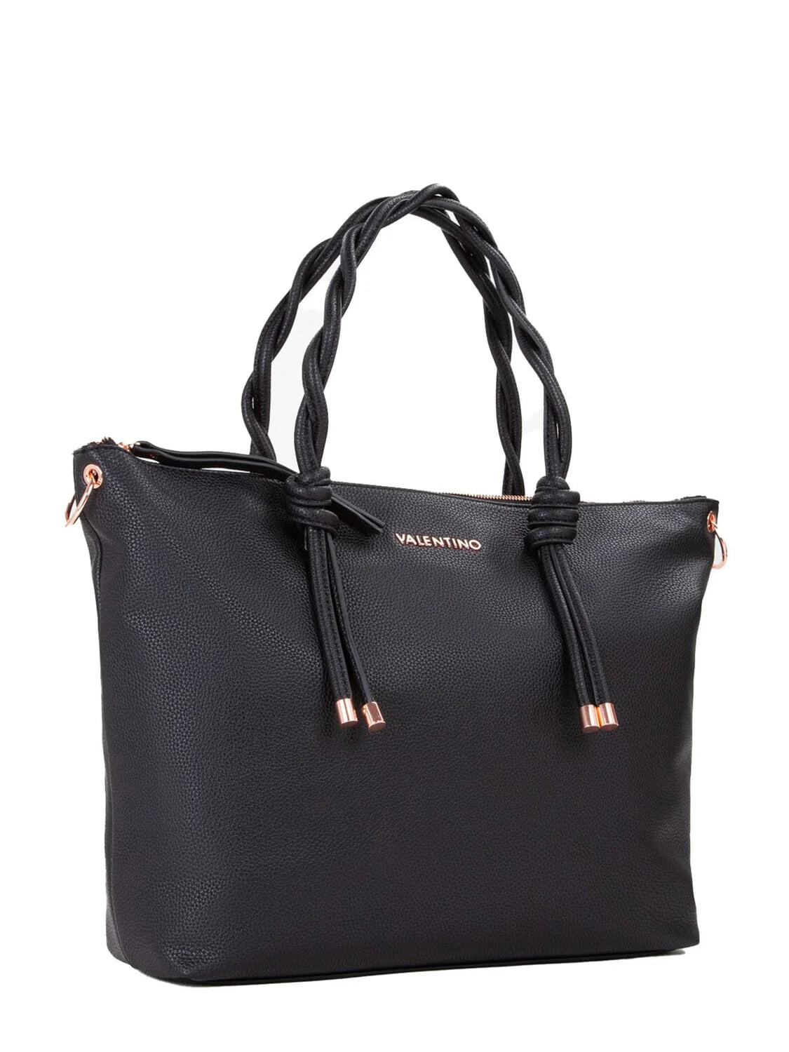 Borsa Valentino shopper con manici intrecciati e logo in metallo