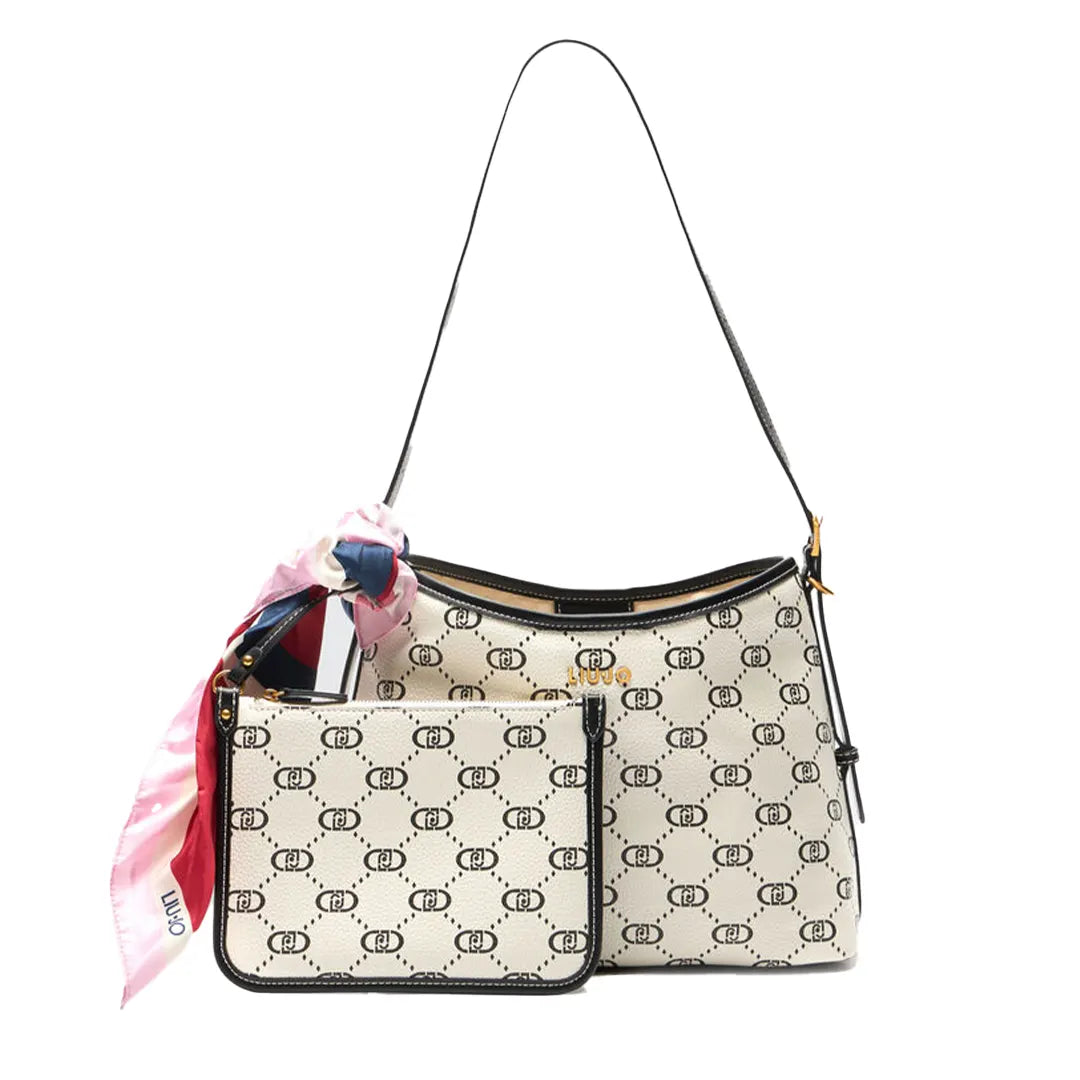 Borsa a spalla Liu Jo con foulard decorativo e dettagli raffinati NERO TU | Giò Fashion
