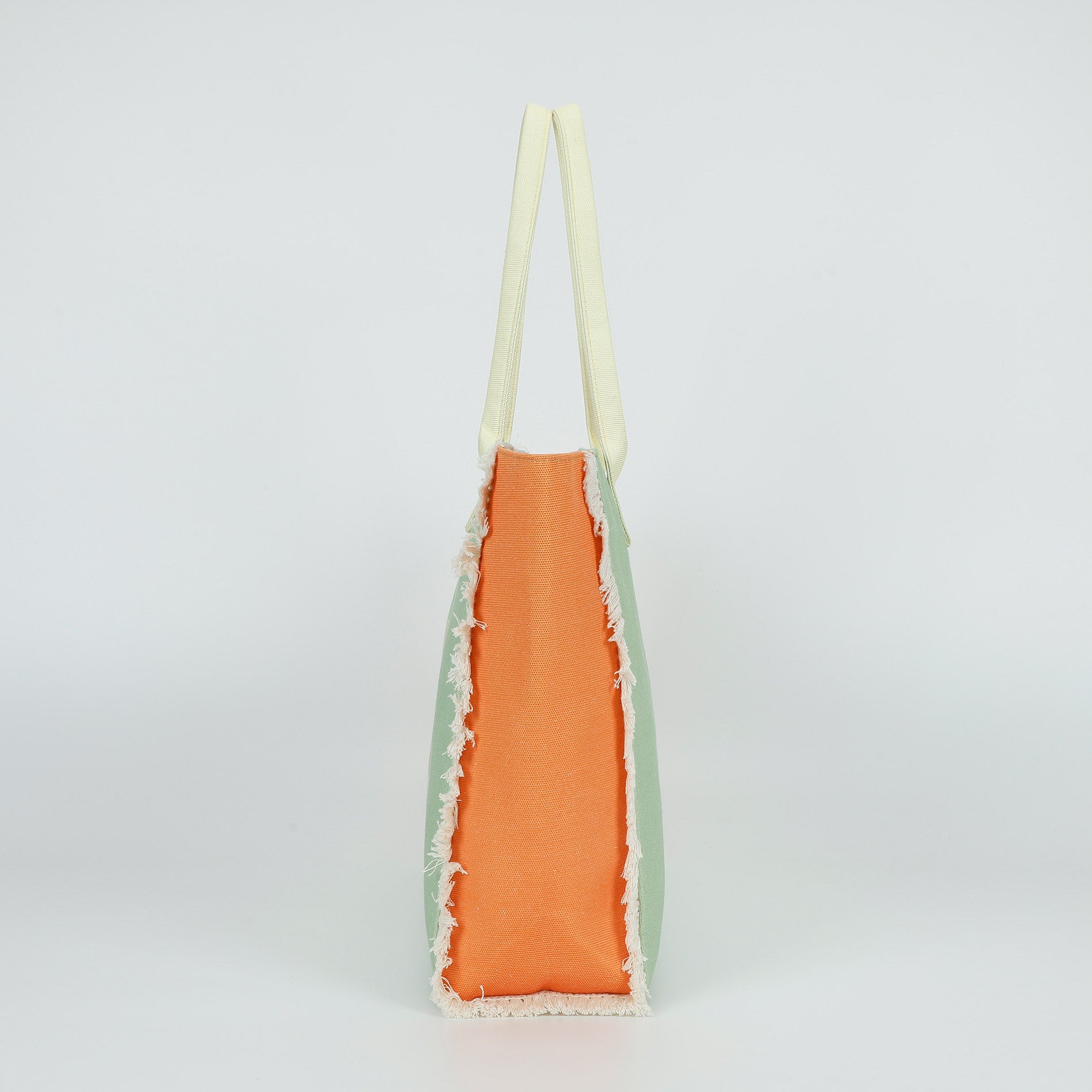 Mimi Mua borsa shopper in tessuto con frange e scritta