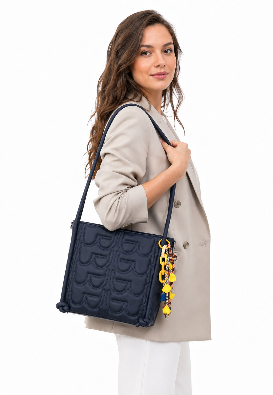 Shopper Donna By Byblos con Logo Ricamato All Over e Tracolla