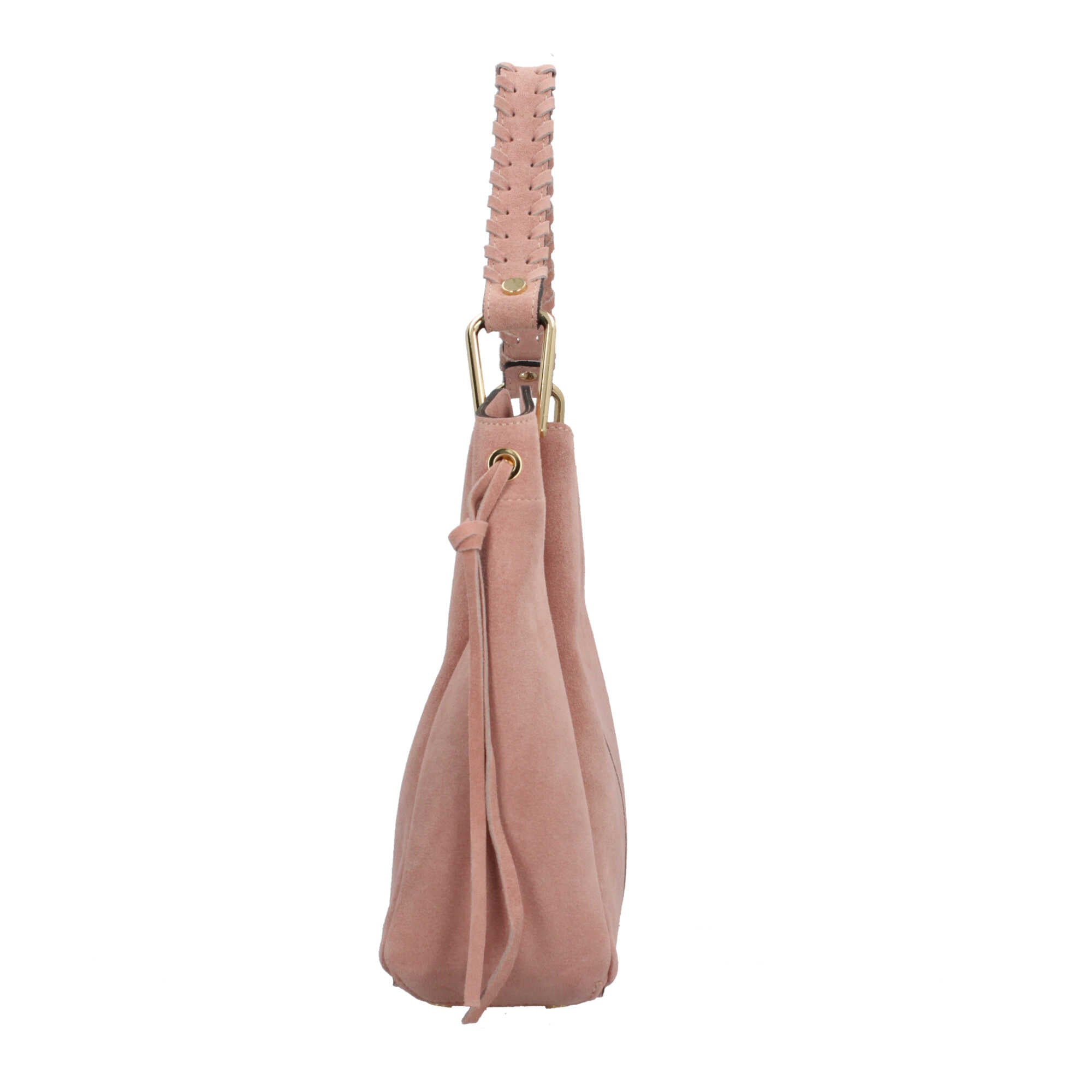 Borsa Made in Italy a spalla in vera pelle con manico intrecciato